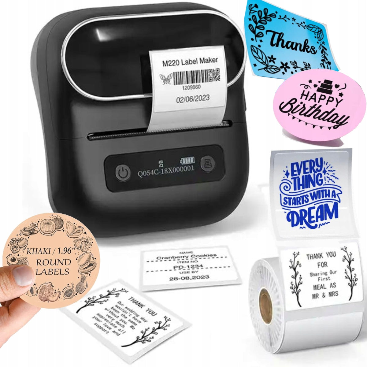 Phomemo M220 mini thermal printer self-adhesive sticker labels 80mm