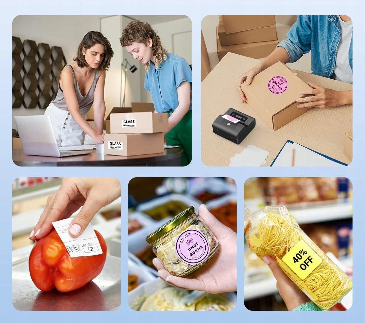 Phomemo M221 mini thermal printer self-adhesive code sticker labels Packaging status original