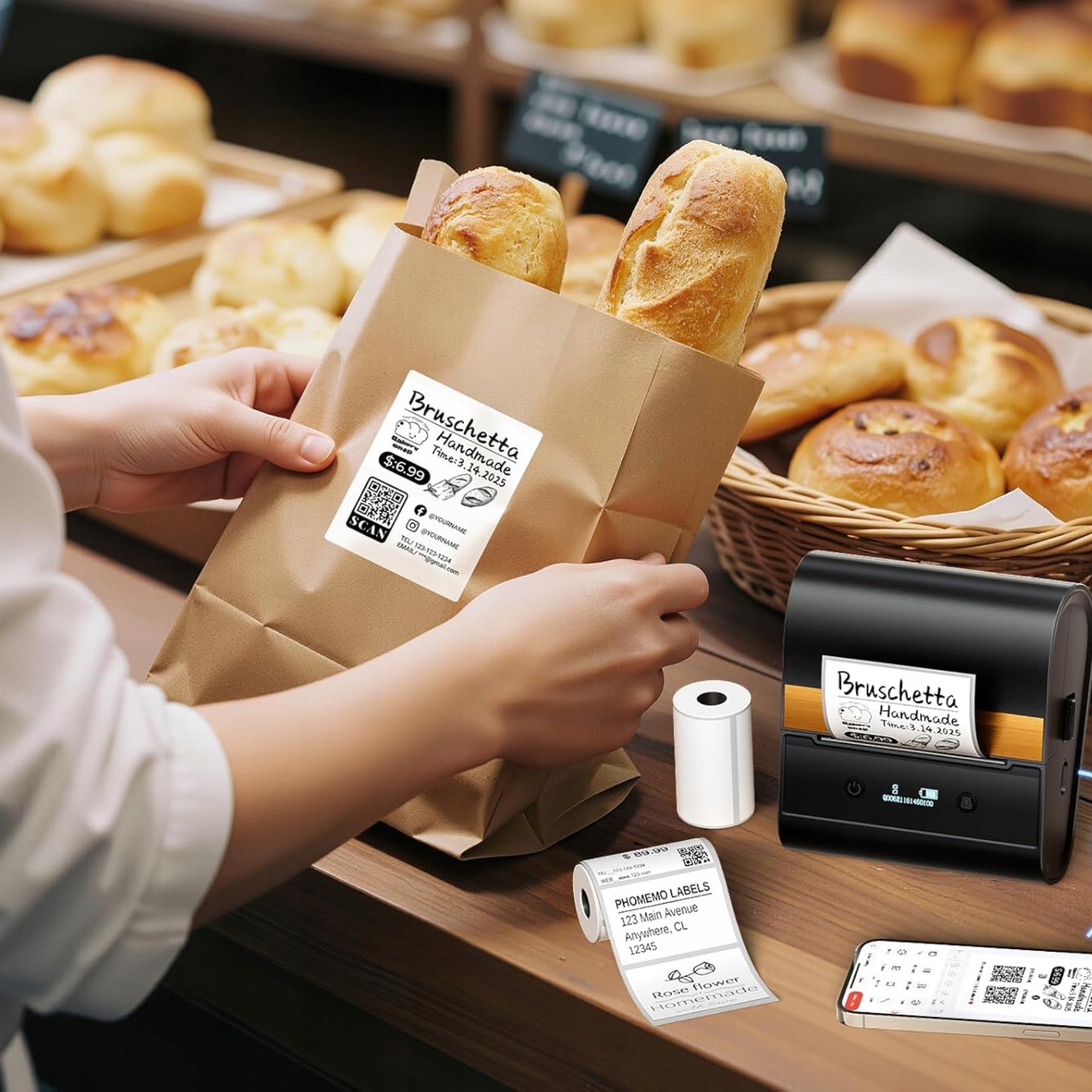 Phomemo M260 Mini Bluetooth USB Adhesive Label Thermal Printer Packaging status original