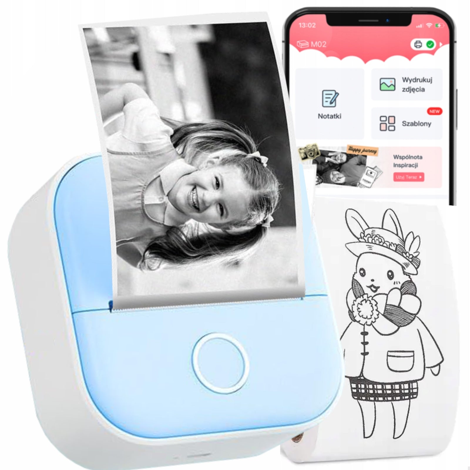 Phomemo T02 mini thermal printer for self-adhesive label notes photos