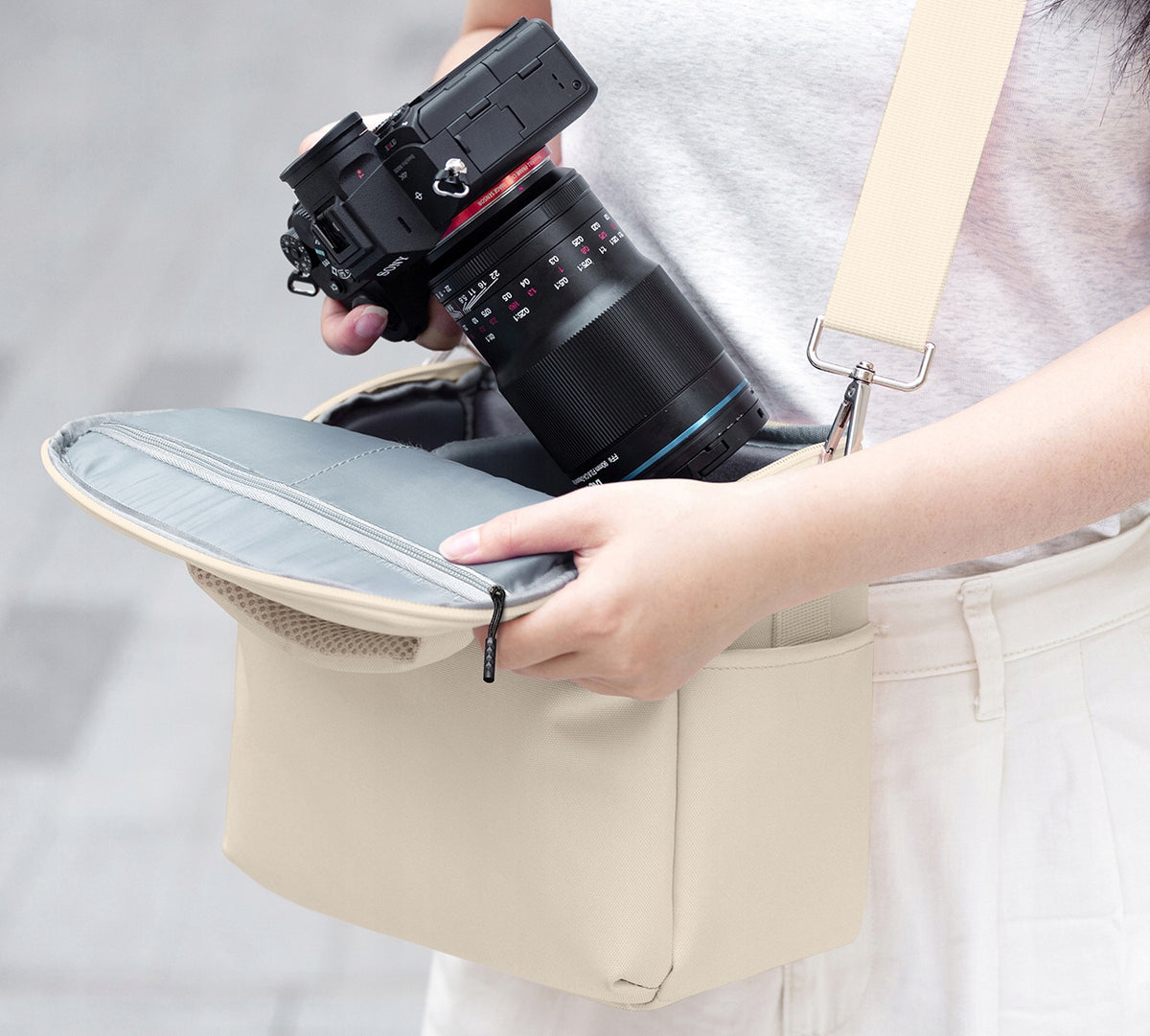 Photo Bag for Camera Drone K&F Concept Shoulder Beige EAN (GTIN) 6942052537285