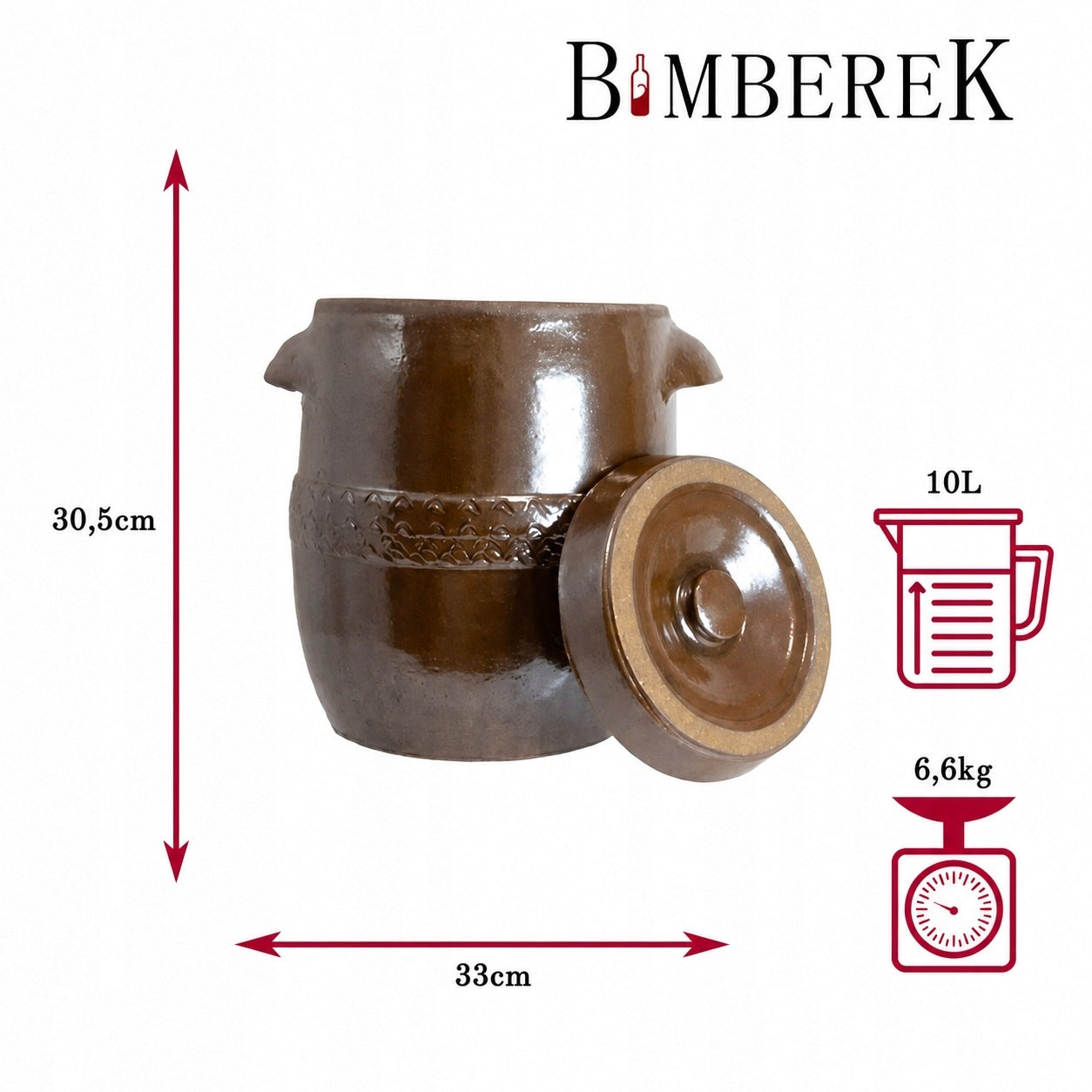 Pickling barrel 10l stoneware cucumbers cabbage pot with stoneware lid Packaging status original