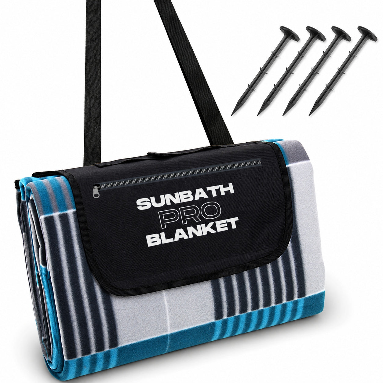 Picnic BLANKET SUN PRO 200x200cm BEACH INSULATION with handle HERRING STRAP Brand Sunpro