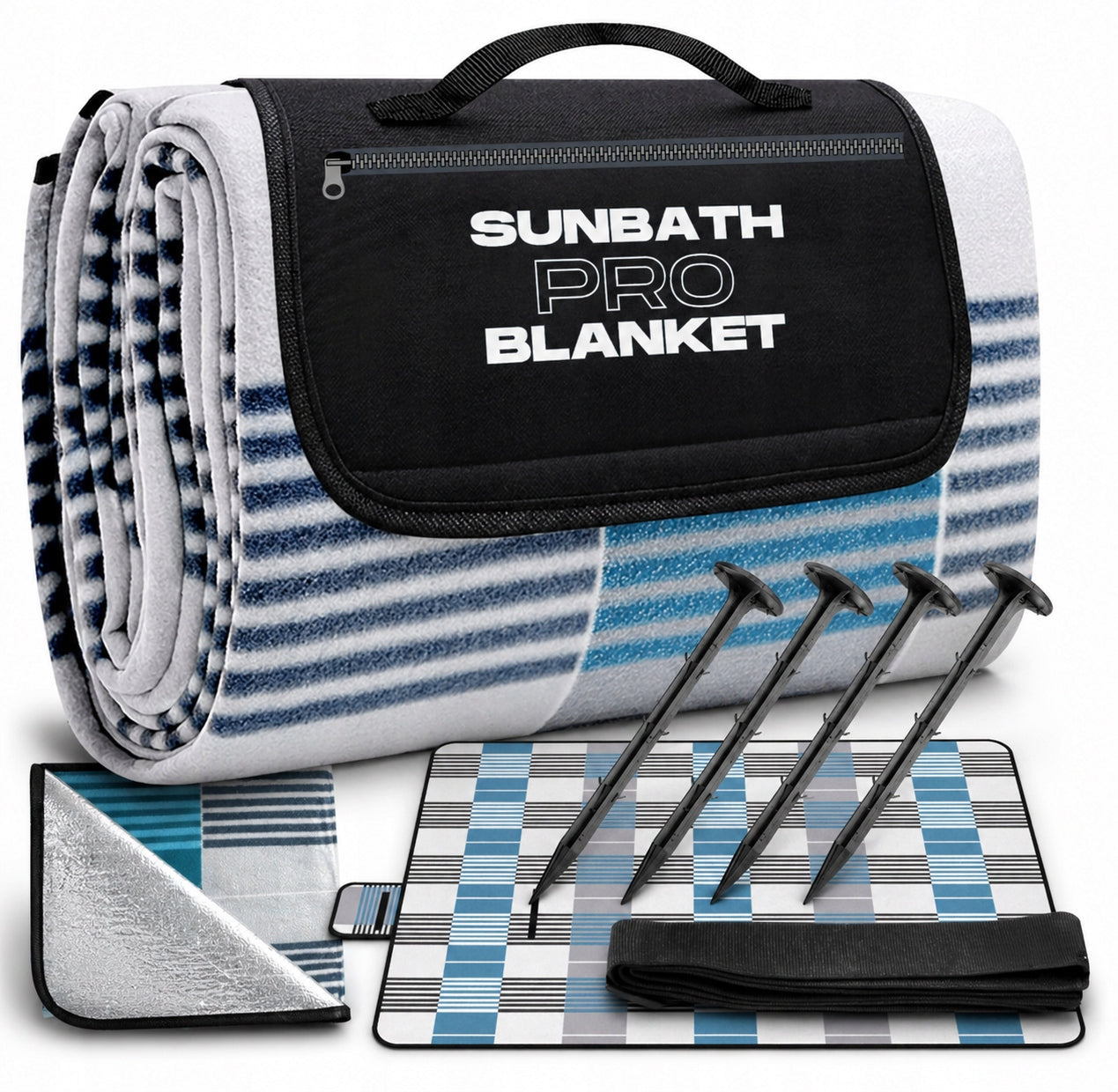 Picnic BLANKET SUN PRO 200x200cm BEACH INSULATION with handle HERRING STRAP