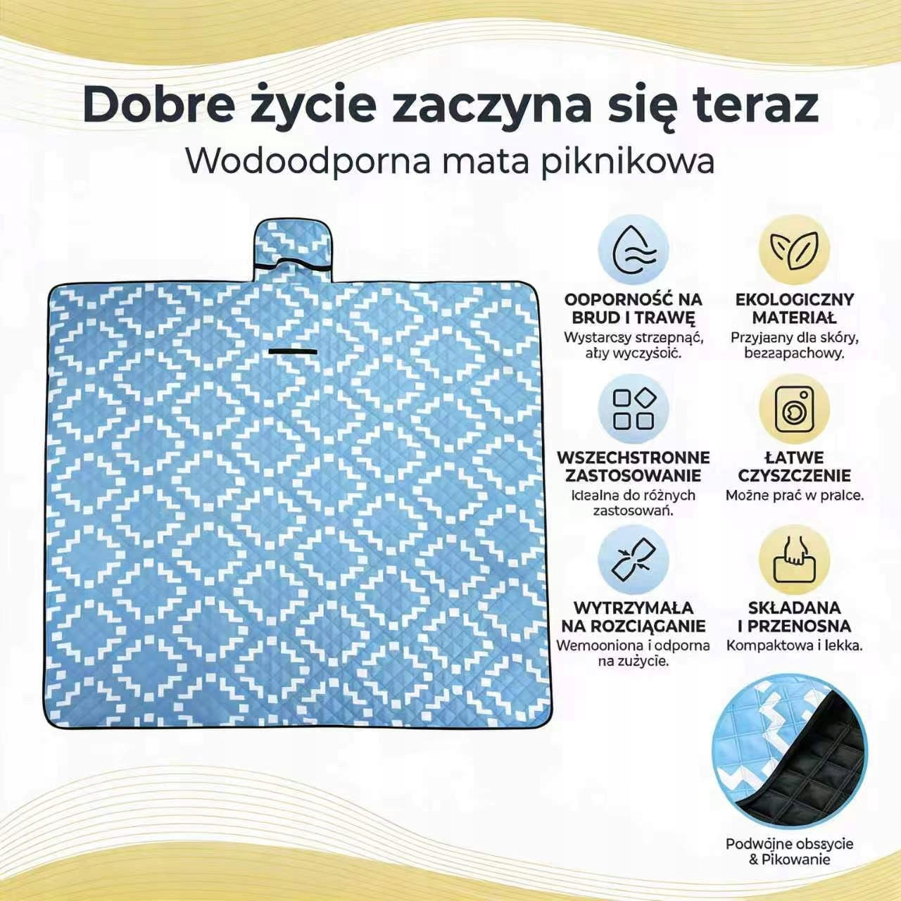 Picnic Blanket Picnic Mat 200x200cm Waterproof Foldable Beach Camping Mat Manufacturer code YCD-6083