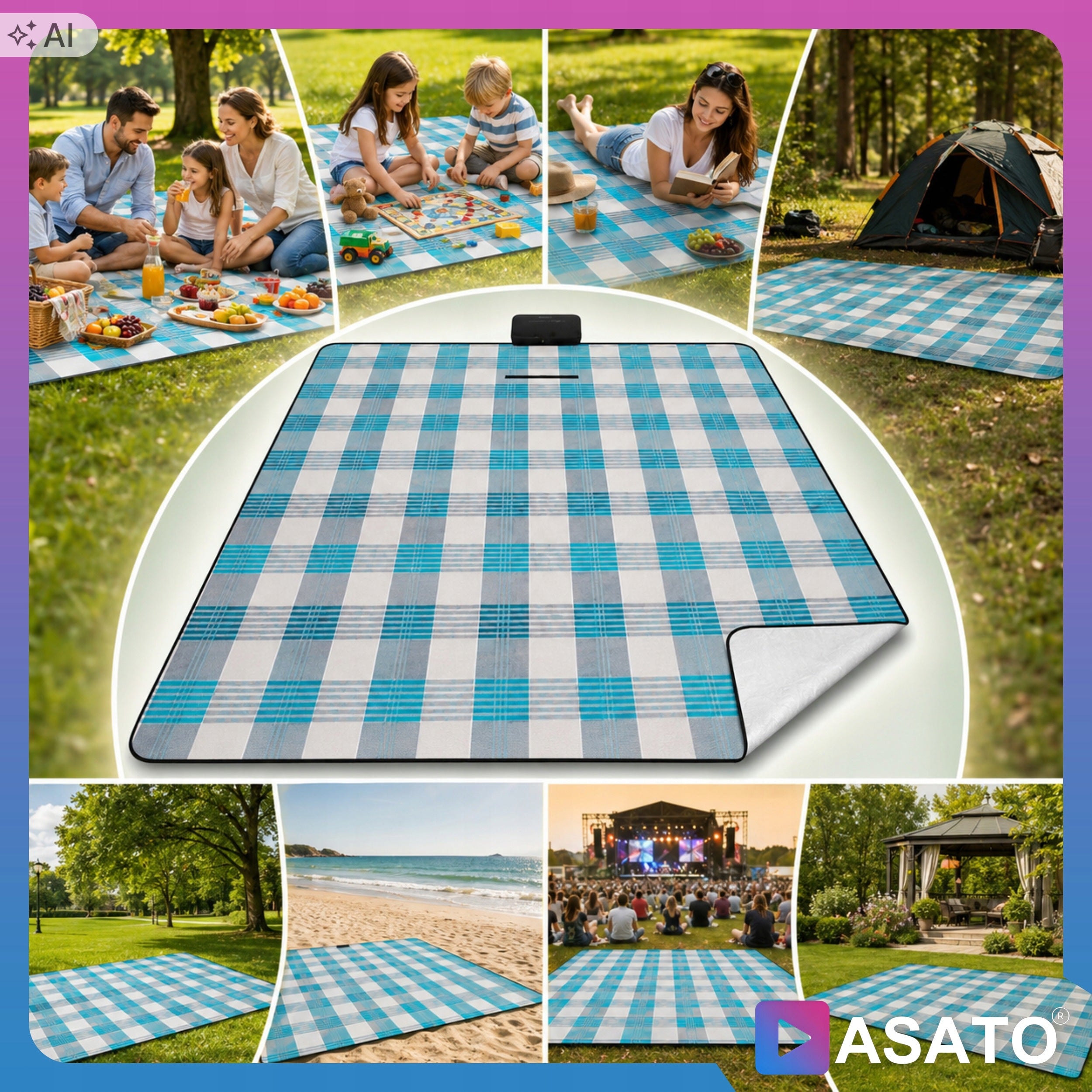 Picnic Blanket Picnic Mat with Beach Insulation Waterproof Large 200x200cm Manufacturer code Premium Plażowa