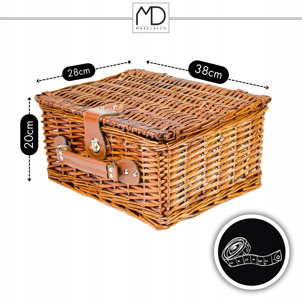 Picnic basket wicker thermo bag cutlery plates for 2 people suitcase EAN (GTIN) 5903076281111