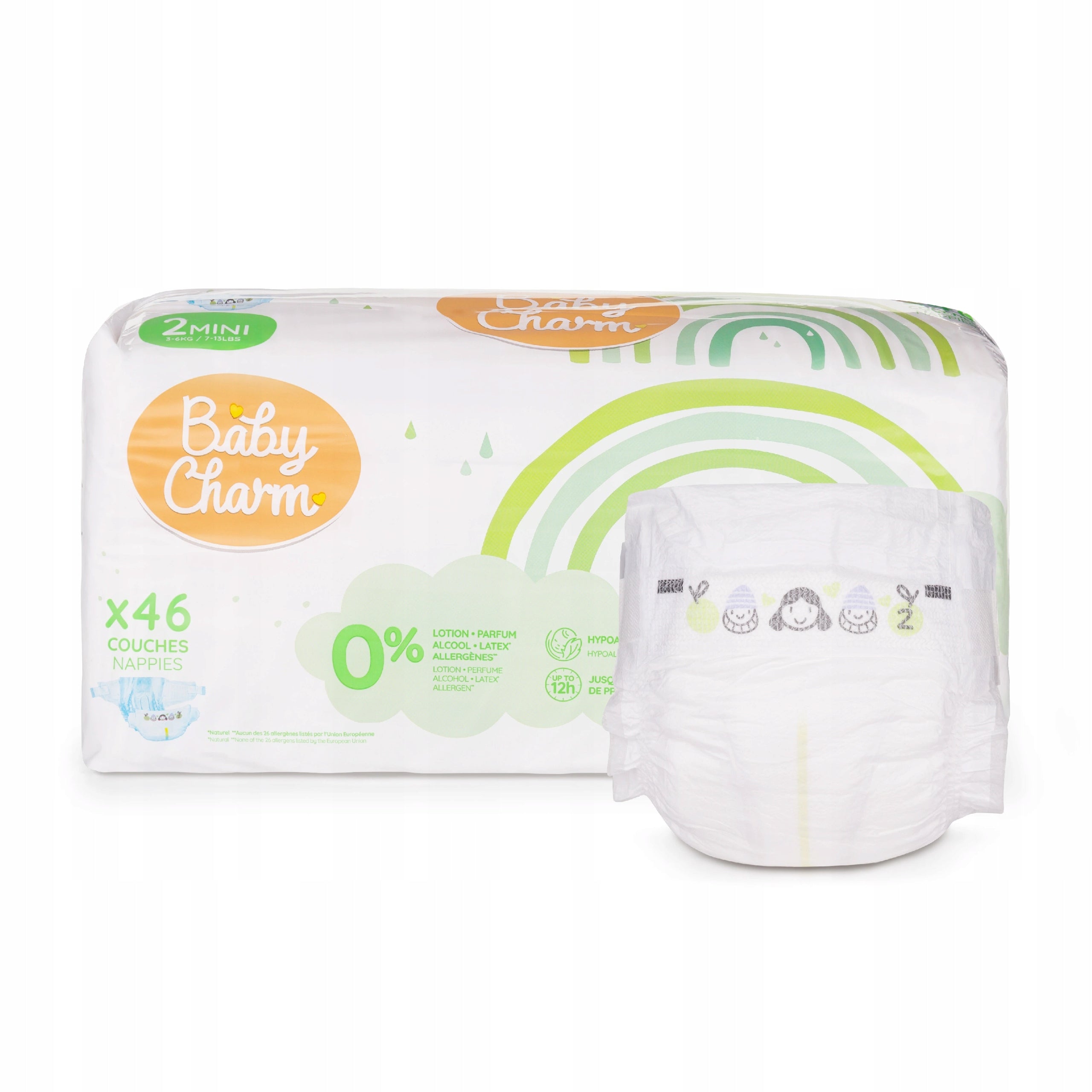 Pieluchy BabyCharm 2 Mini 3-6 kg 46 szt Super Dry Flex TANIO