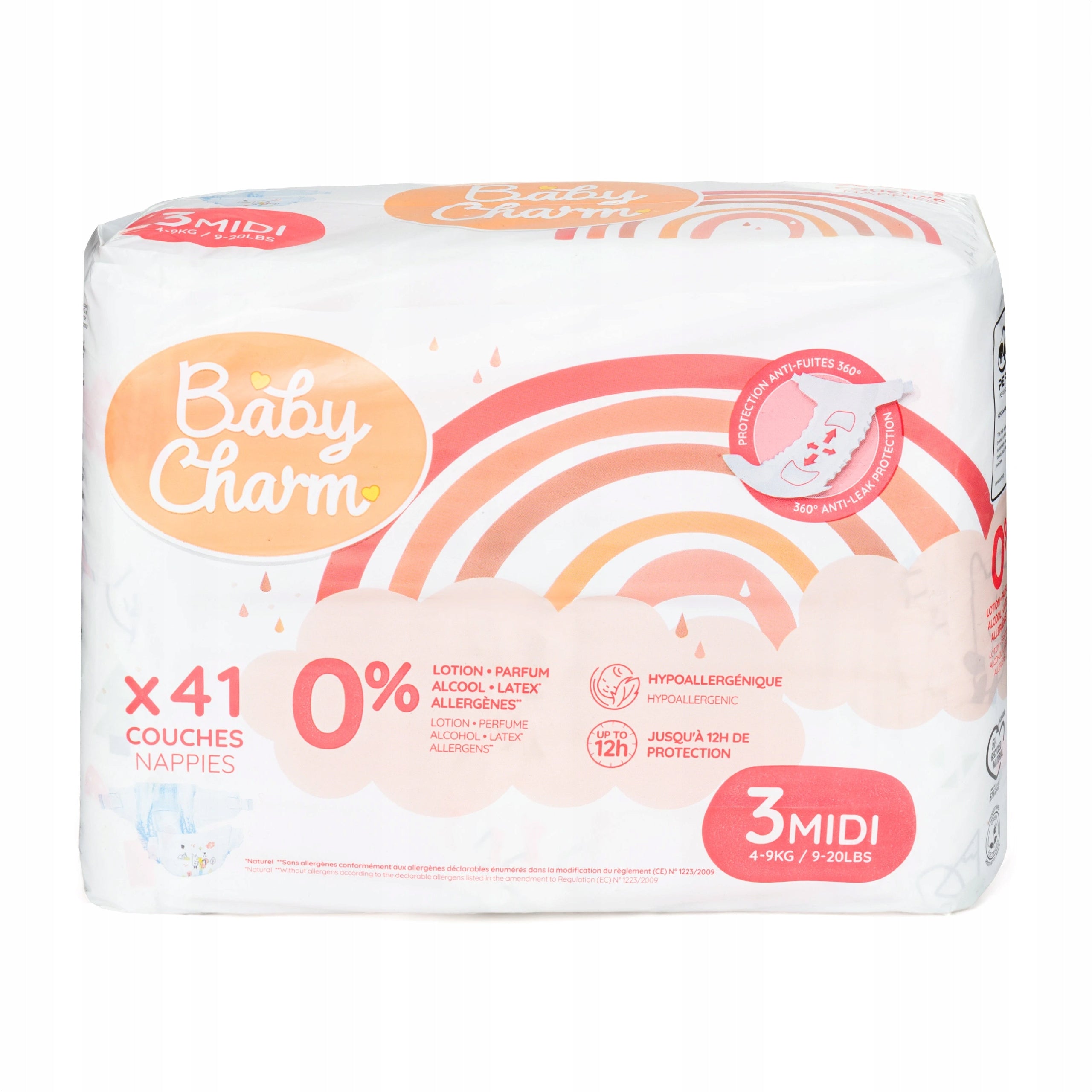 Pieluchy BabyCharm 3 Midi 4-9 kg 41 szt Premium Super Dry Flex TANIO Brand Baby Charm