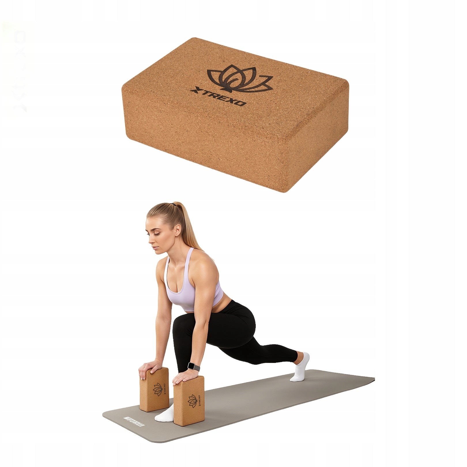 Pilates Yoga Cube XTREXO Cork NATURAL DURABLE 22x14x7 STABLE