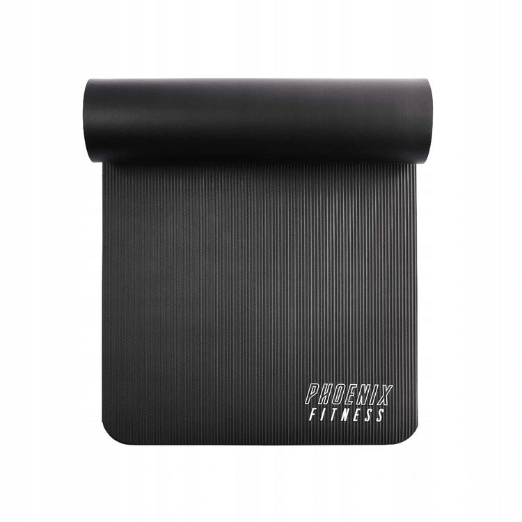 Pilates mat Phoenix Fitness 1 cm - black Length 185 cm