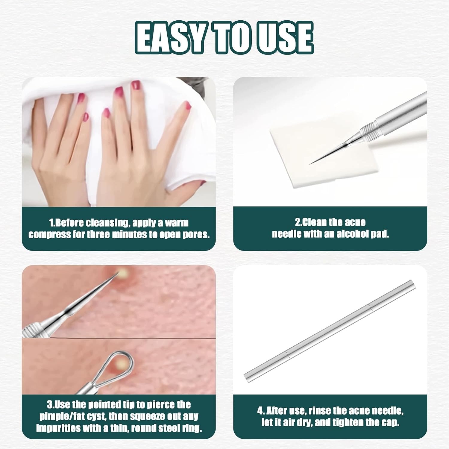 Pimple extrusion tool, blackhead removal tool, steel EAN (GTIN) 4069083265672