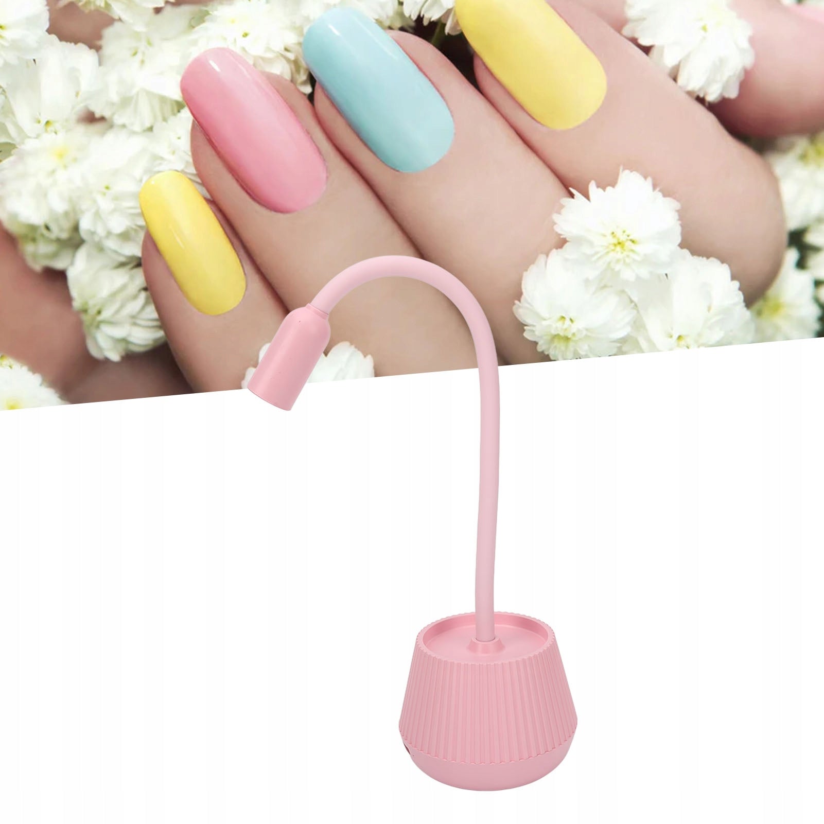 Pink Gooseneck UV Nail Light with 2 Gears Fast Drying Manicure Lamp