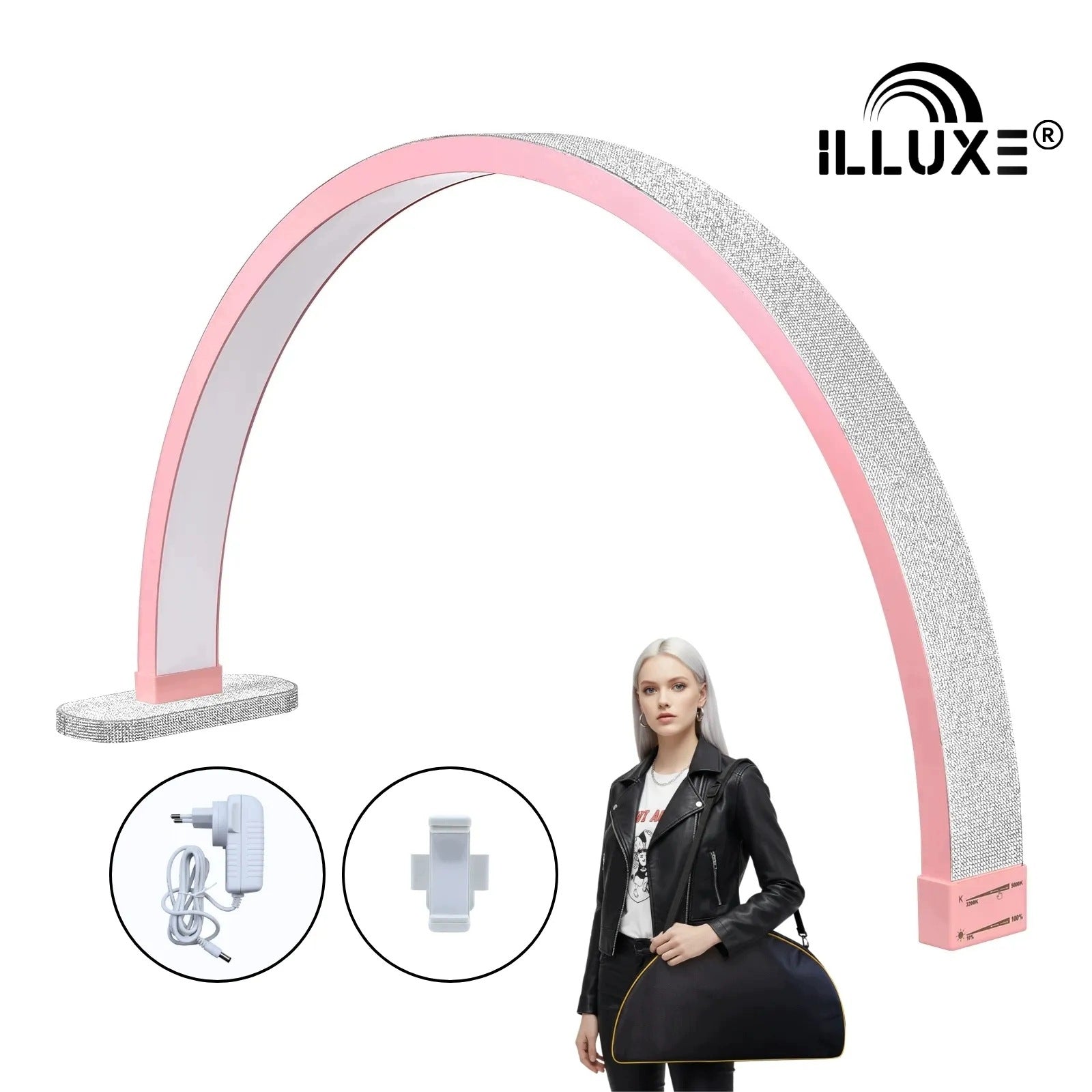 Pink LED Nail Lamp with Glitter ILLUXE IL10 80cm 2000 lumen Brand no brand