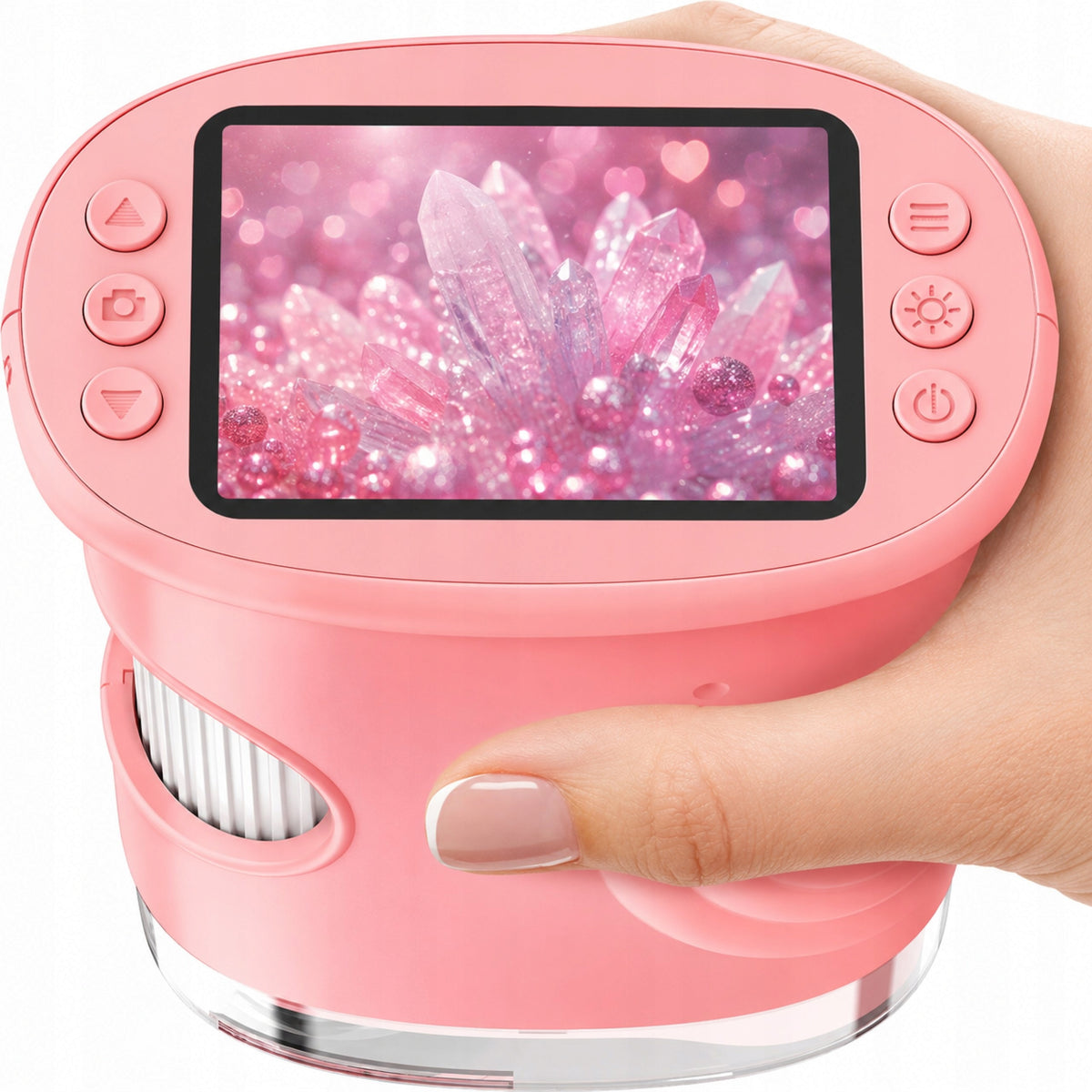 Pink Pocket Digital Microscope For Kids LCD Camera 1000x