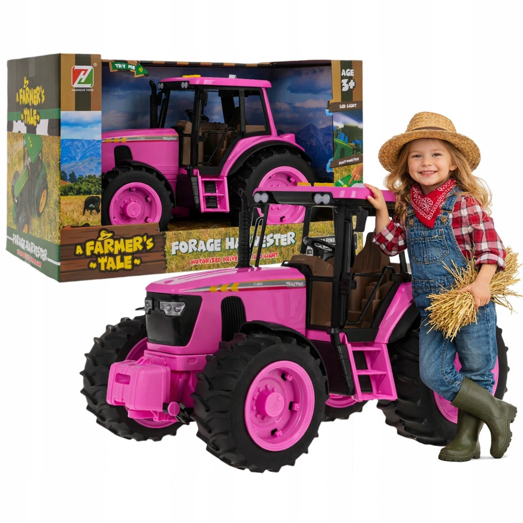 Pink Tractor with Light and Sound Function Farmer Tractor for Girls