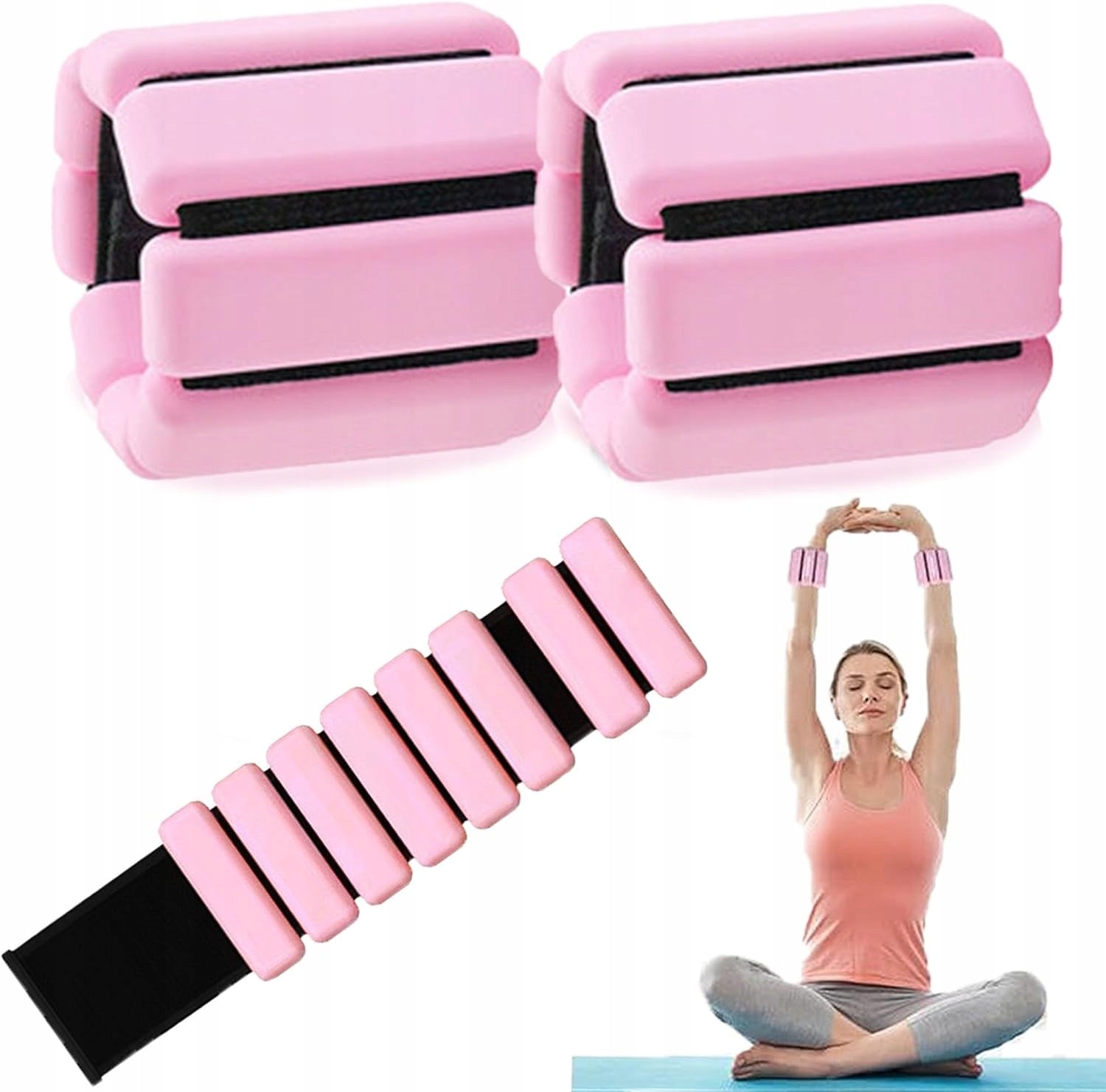 Pink Weighted Bands for Swimming and Yoga Silicone Set of 2
