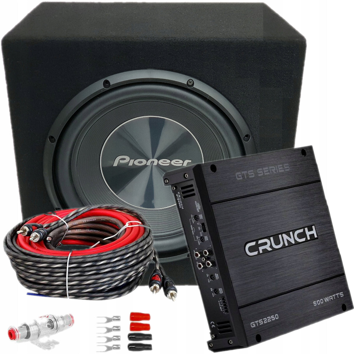 Pioneer 1400W Bass Box + Crunch GPX + Cables