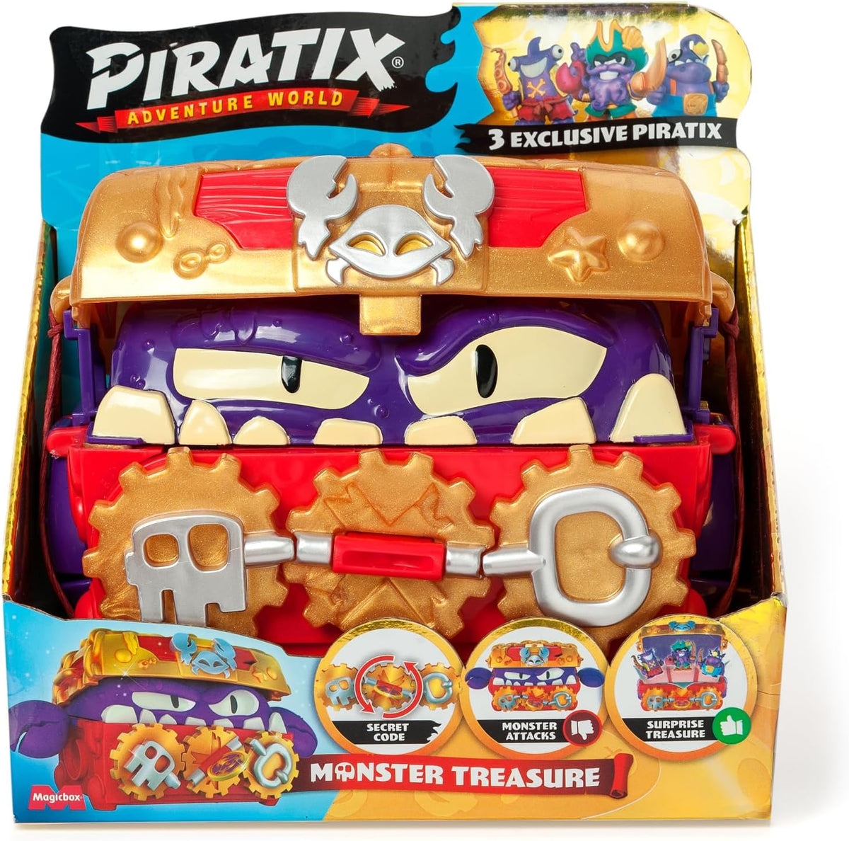 Piratix Monster Treasure Set GOLDEN CHEST with Treasure and Figurines