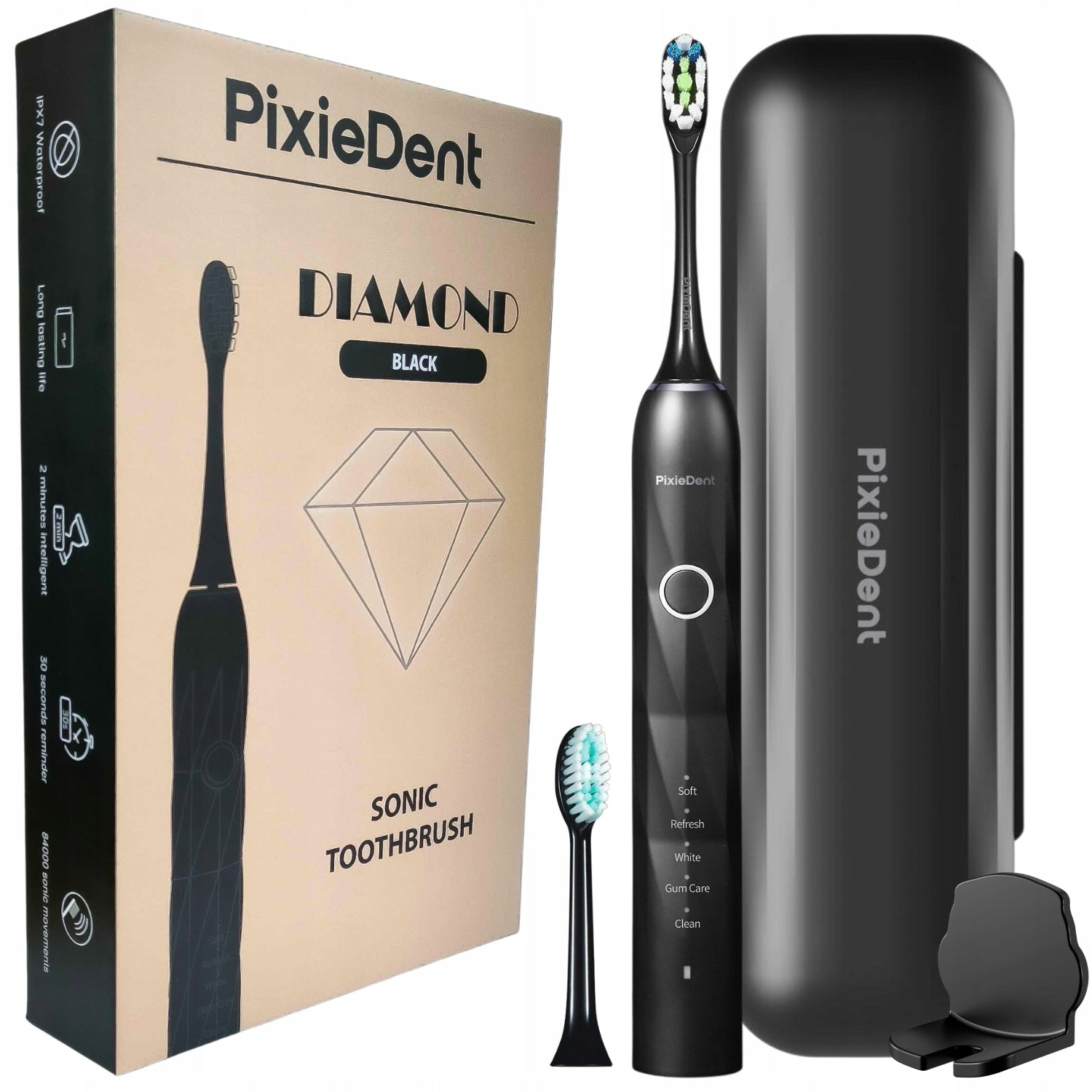PixieDent Diamond Black Sonic Toothbrush