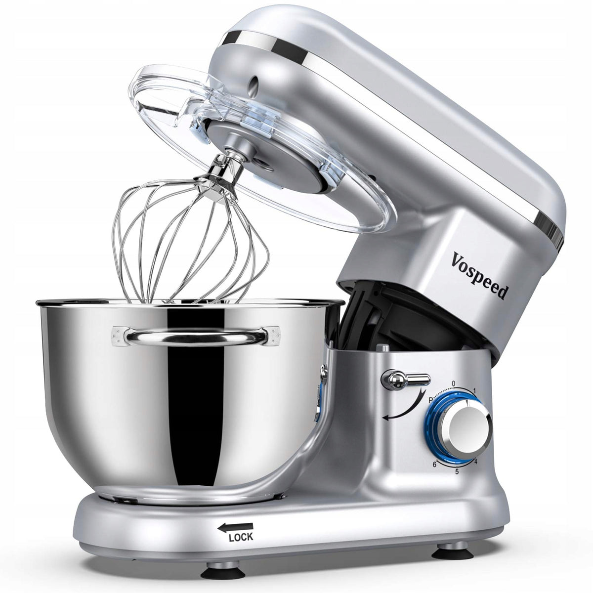 Planetary Food Processor Mixer 1500W 6 Speeds 6.2L Bowl Silver
