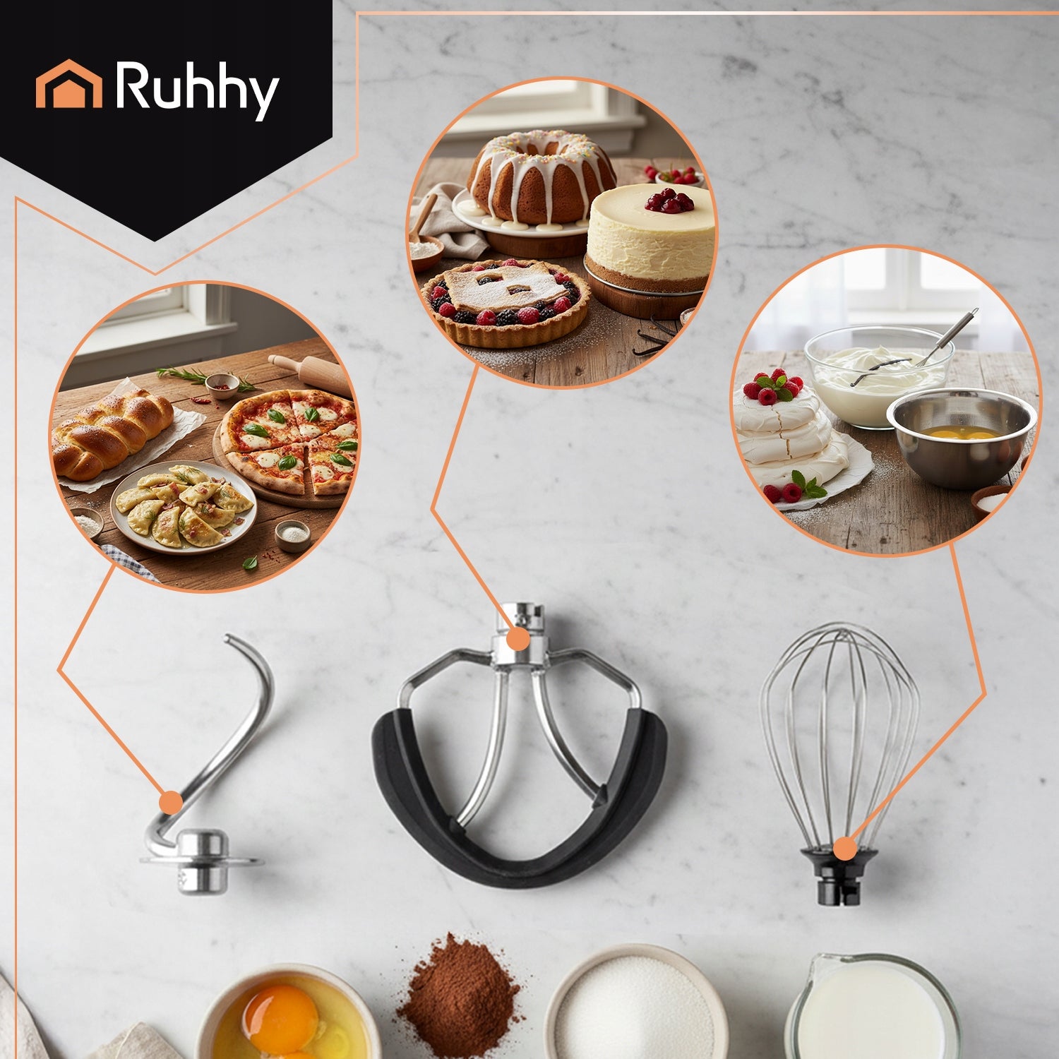 Planetary Food Processor Multifunctional with Bowl 6,2 L Blender Machine 3in1 Brand Ruhhy