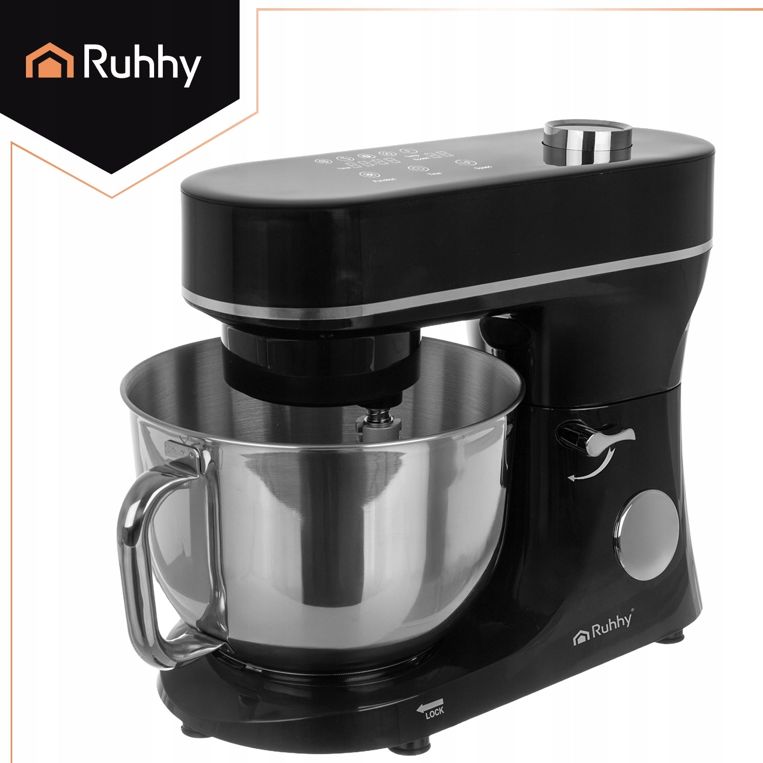 Planetary Food Processor with Heated Bowl 5,7L Ruhhy Mixer for Cake Functions stirring heating whipping dough kneading