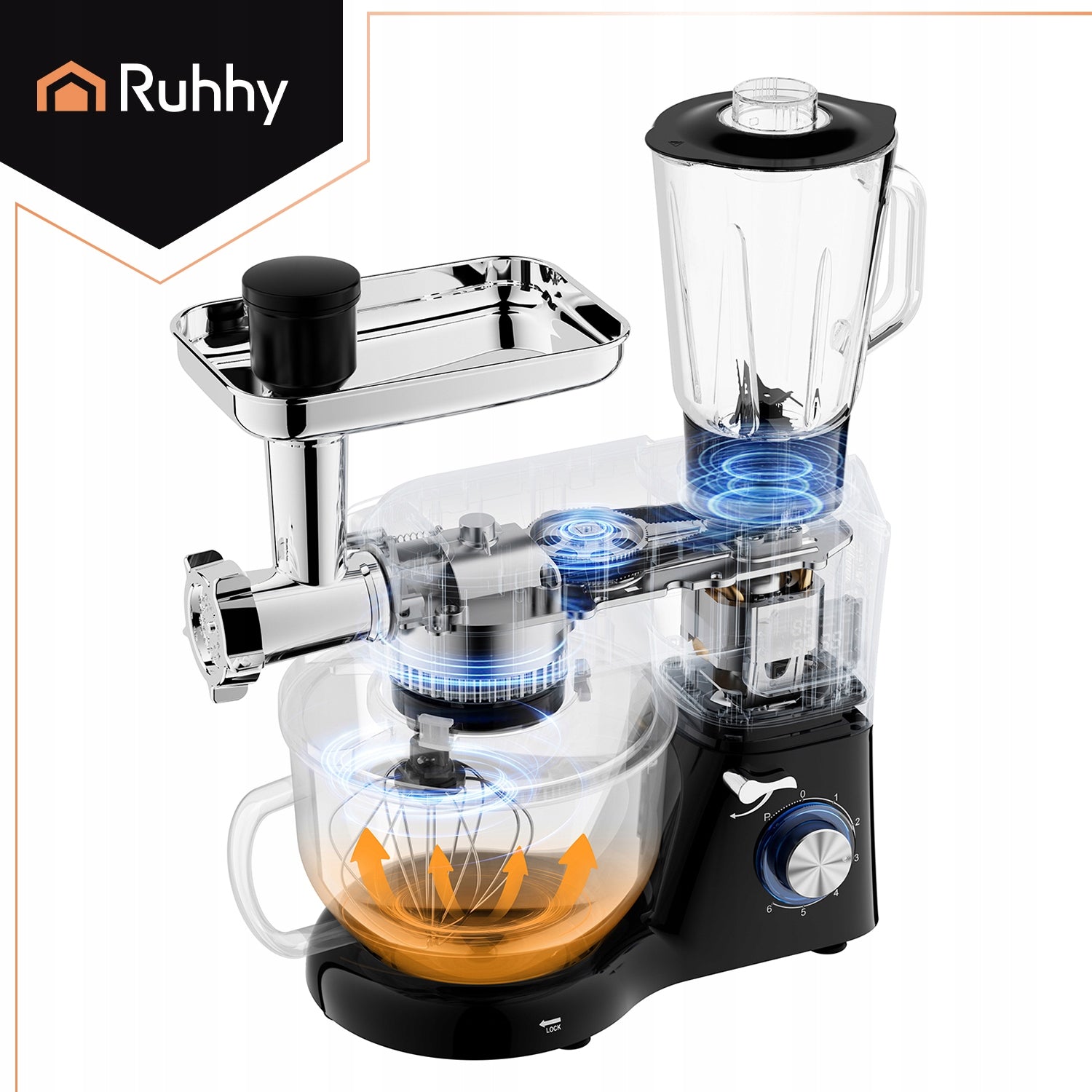 Planetary Food Processor with Heated Bowl 6,2L Multifunctional + Blender Power rating 2000 W