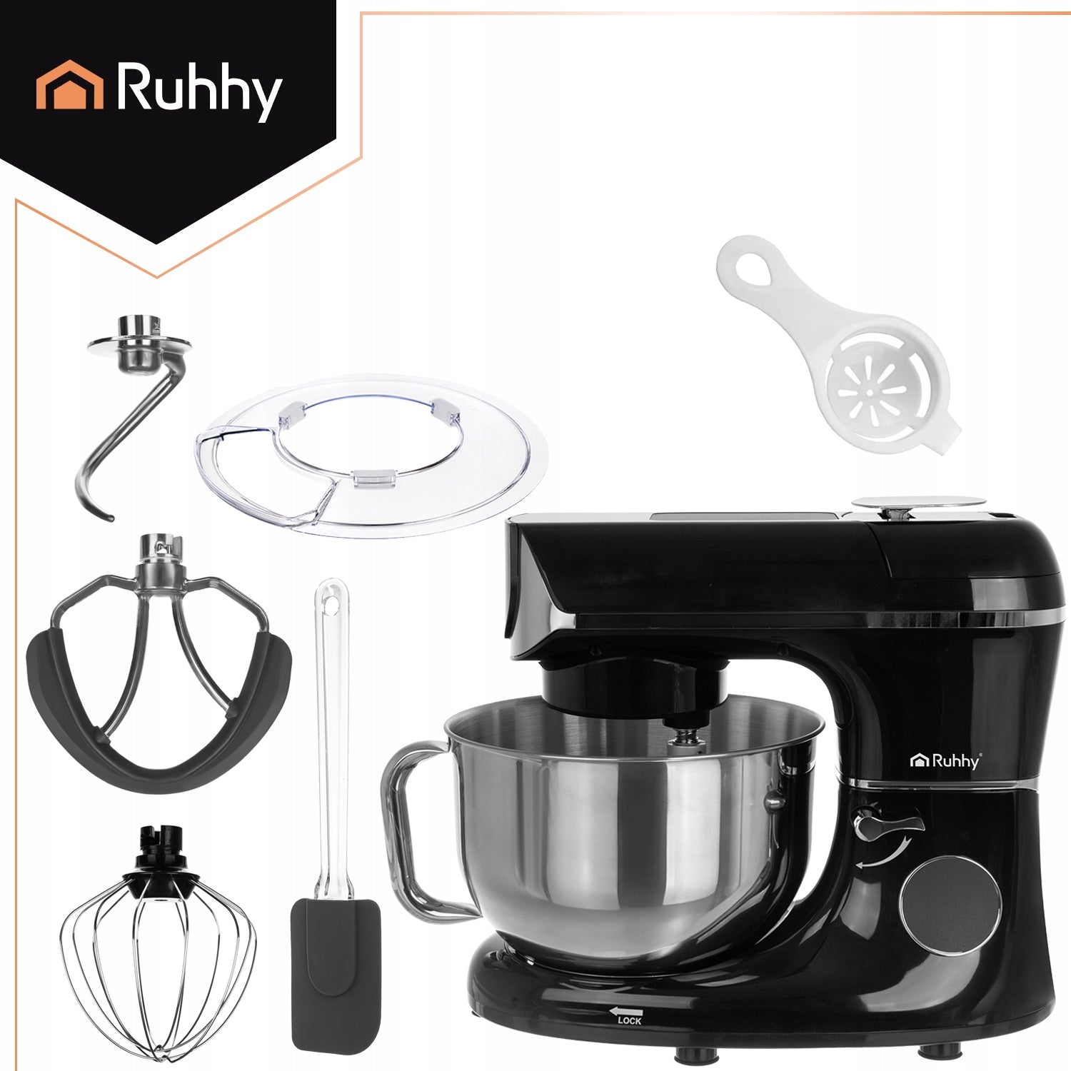 Planetary Robot Kitchen Mixer Multifunctional Heated Bowl Weight Timer Dominant color black