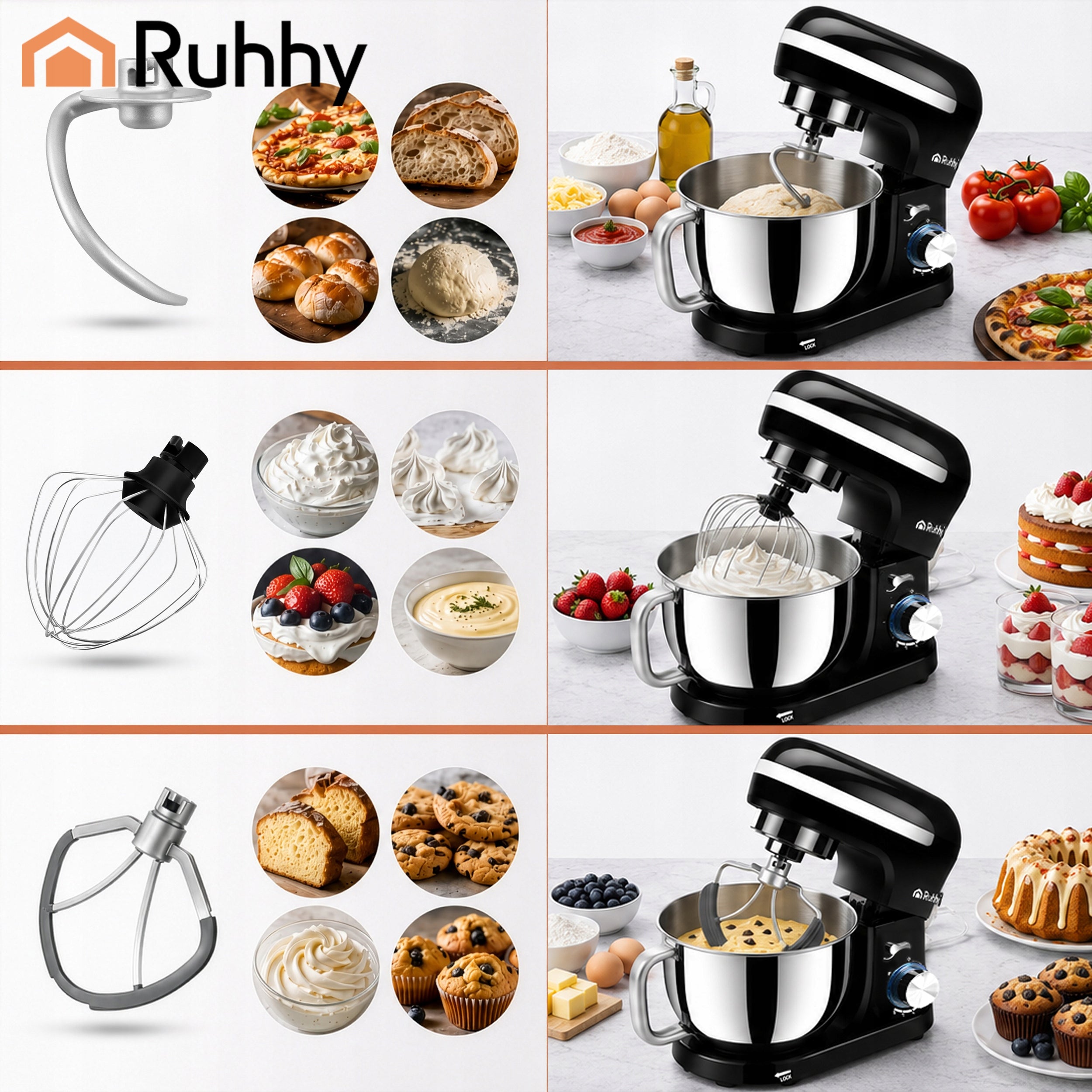 Planetary Robot Kitchen Mixer Multifunctional with Large Bowl 4,5L 9in1 Powerful Model planetarny
