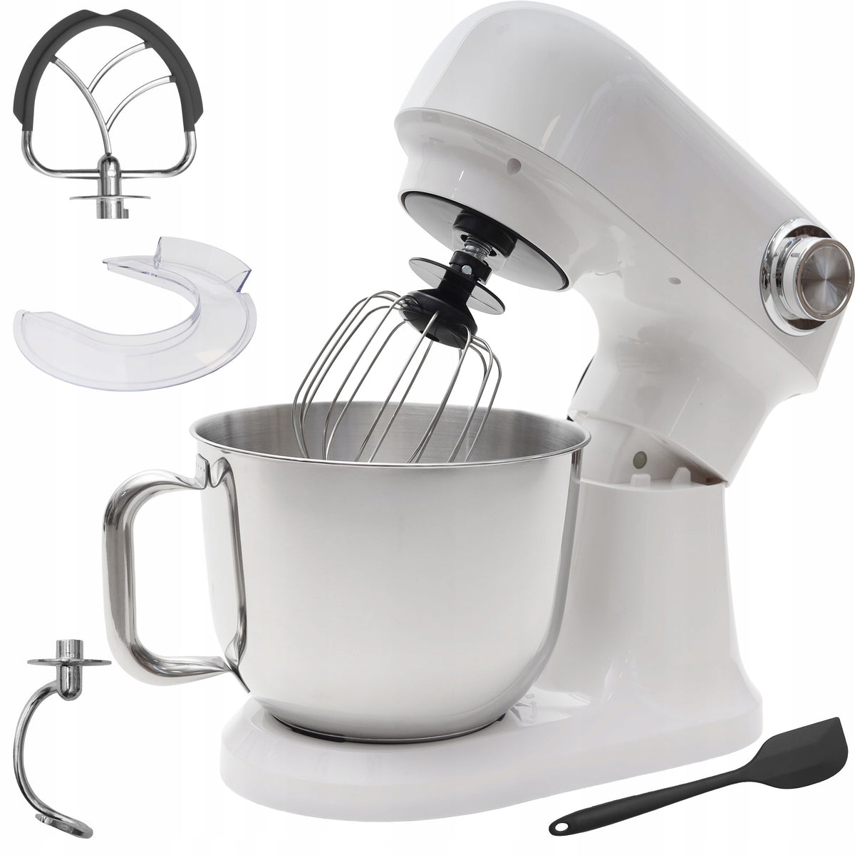 Planetary Robot Kitchen Mixer with Bowl 5l 1500W Silicone Spatula White