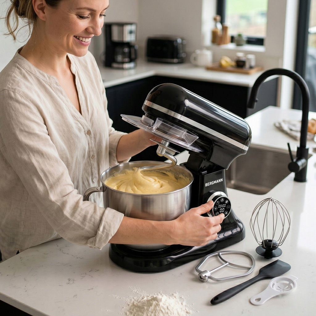 Planetary food processor BERGMANN 3500W 6L WITH SCALE black + 3 AGITATORS Packaging status original