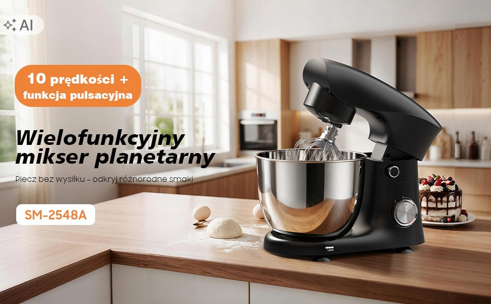 Planetary robot kitchen mixer, 5L bowl, with 4 baking accessories Packaging status original