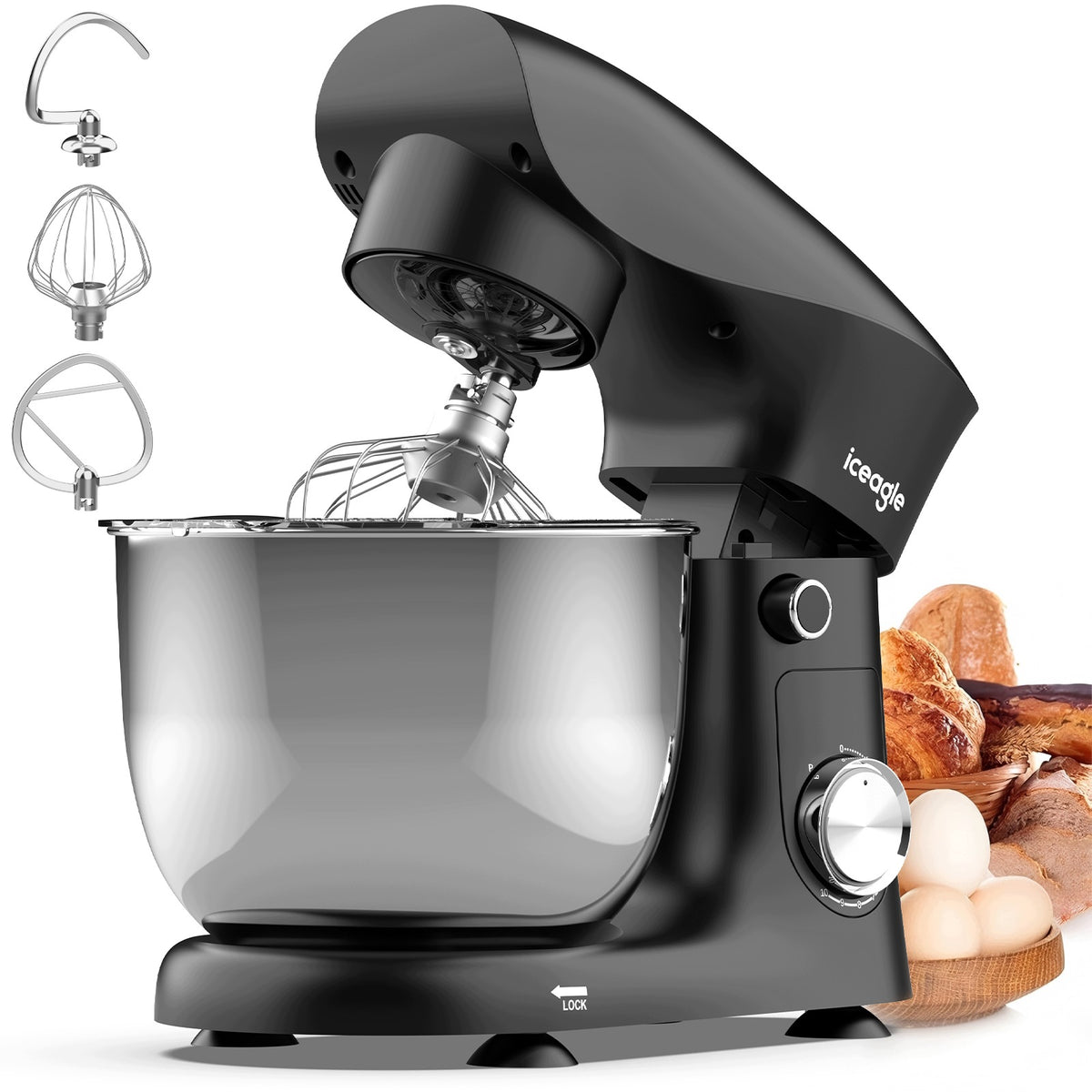 Planetary robot kitchen mixer, 5L bowl, with 4 baking accessories
