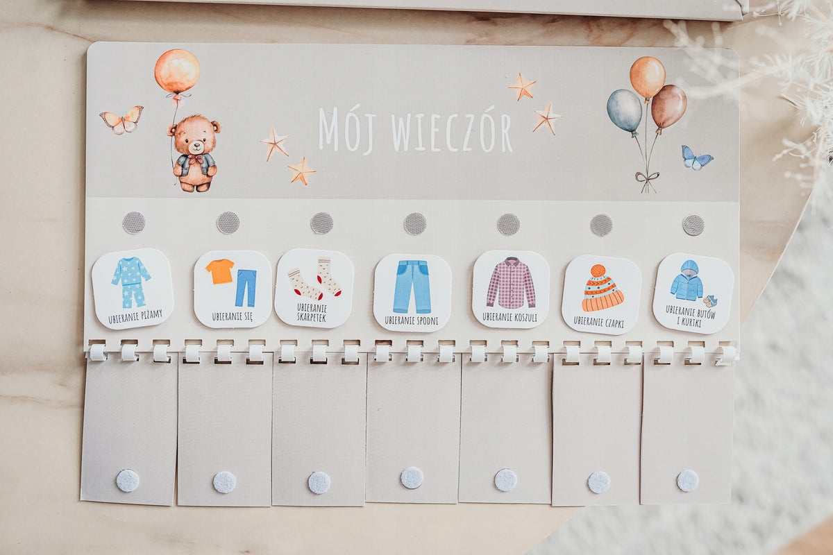 Planner of morning and evening routine for children -140 Velcro activity cards Manufacturer code Rutynlove