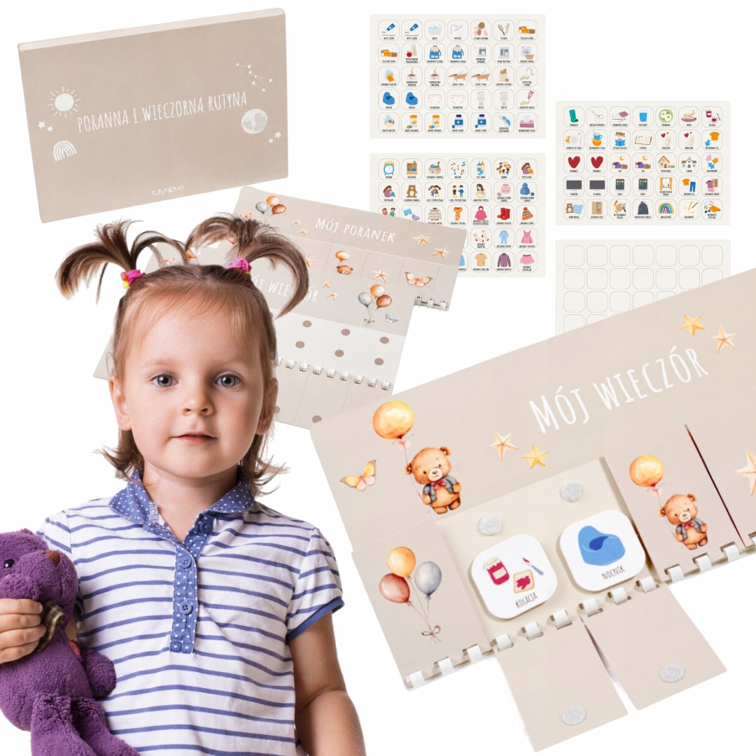 Planner of morning and evening routine for children -140 Velcro activity cards