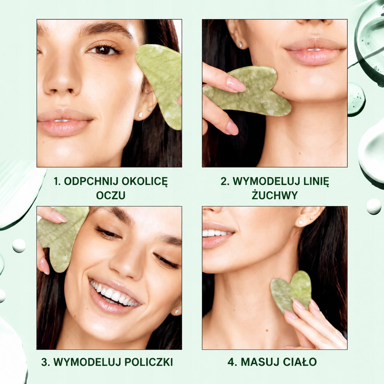 Plantifique Gua Sha Massager Green Jade 8x5x0.45 Brand Plantifique
