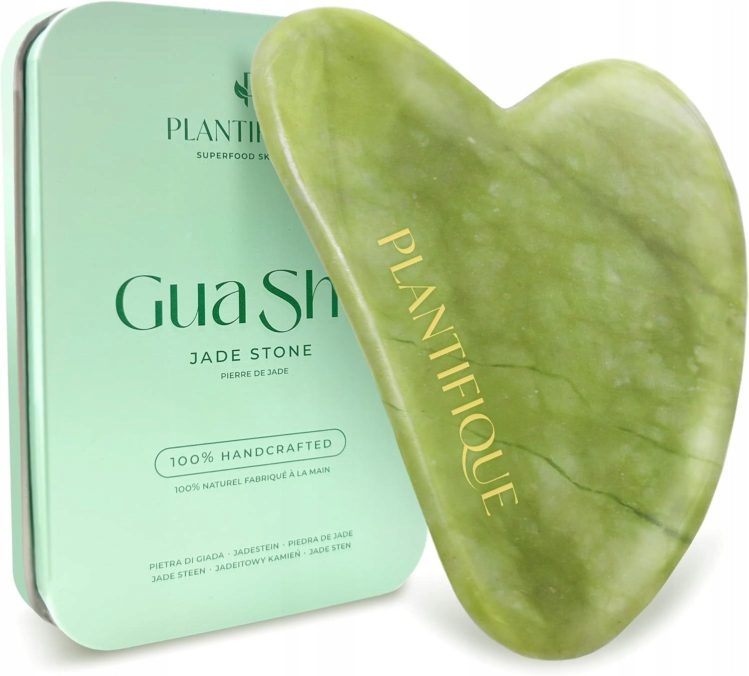 Plantifique Gua Sha Massager Green Jade 8x5x0.45