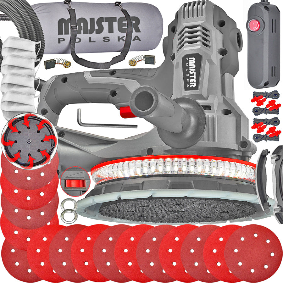 Plaster GYPSUM SANDER 190MM 15x PAPER DUST EXTRACTION 1450w LED