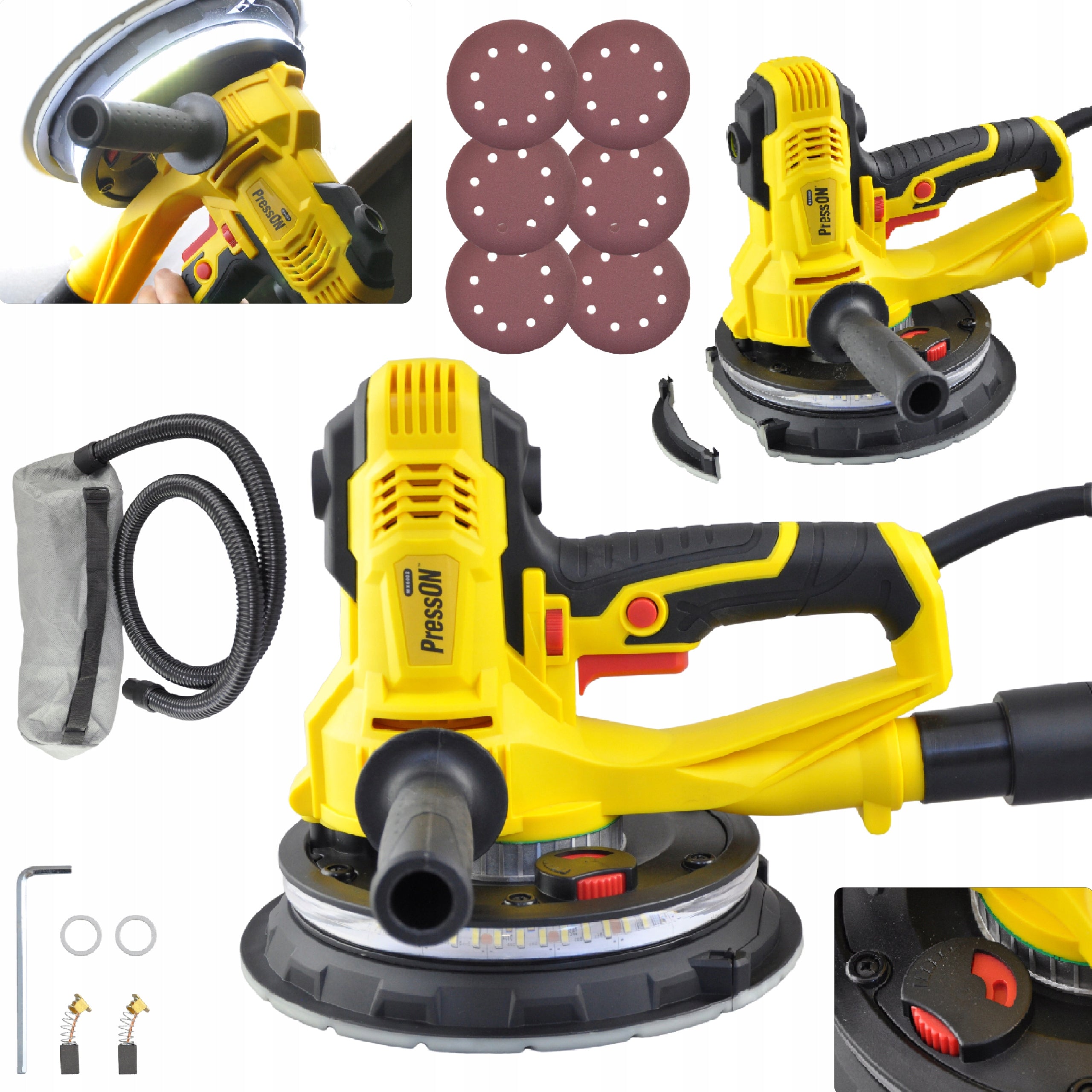 Plaster Grinder Wall Ceiling LED 360° + 12x PAPER