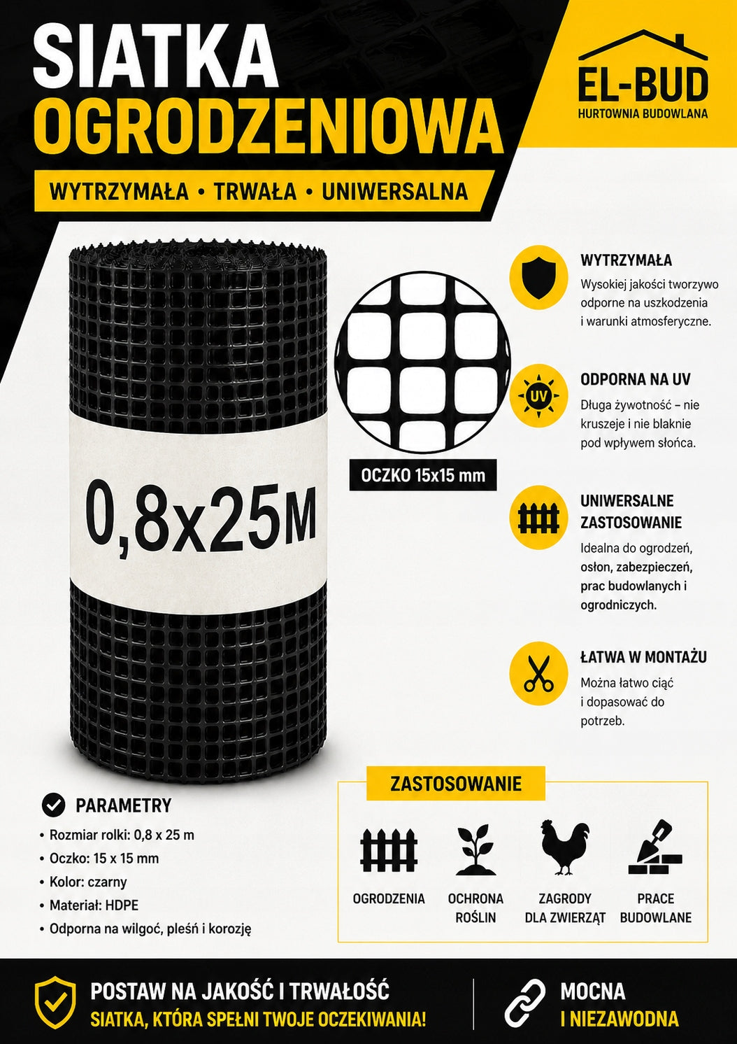 Plastic Discount Mesh BLACK 80cmx25m Strong Garden Mesh 0,8x25m Packaging status original