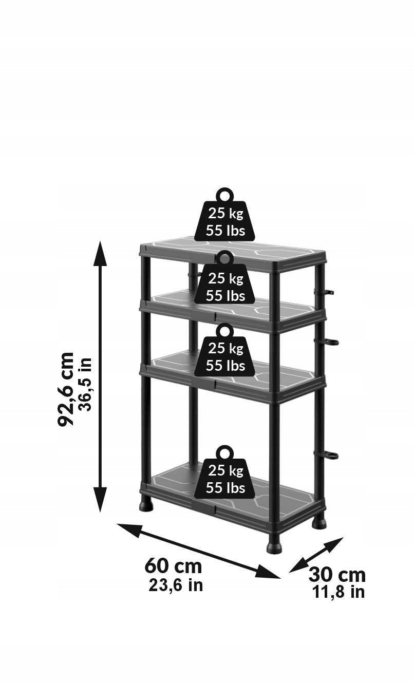 Plastic Storage Rack 4 Workshop Shelves for Pantry Basement Garage Packaging status original