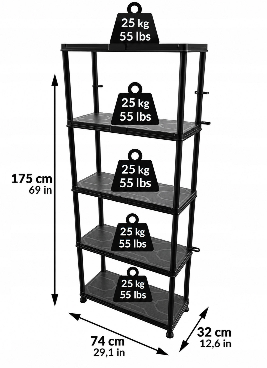 Plastic Storage Rack 5 Workshop Shelves for Pantry Basement Garage Packaging status original