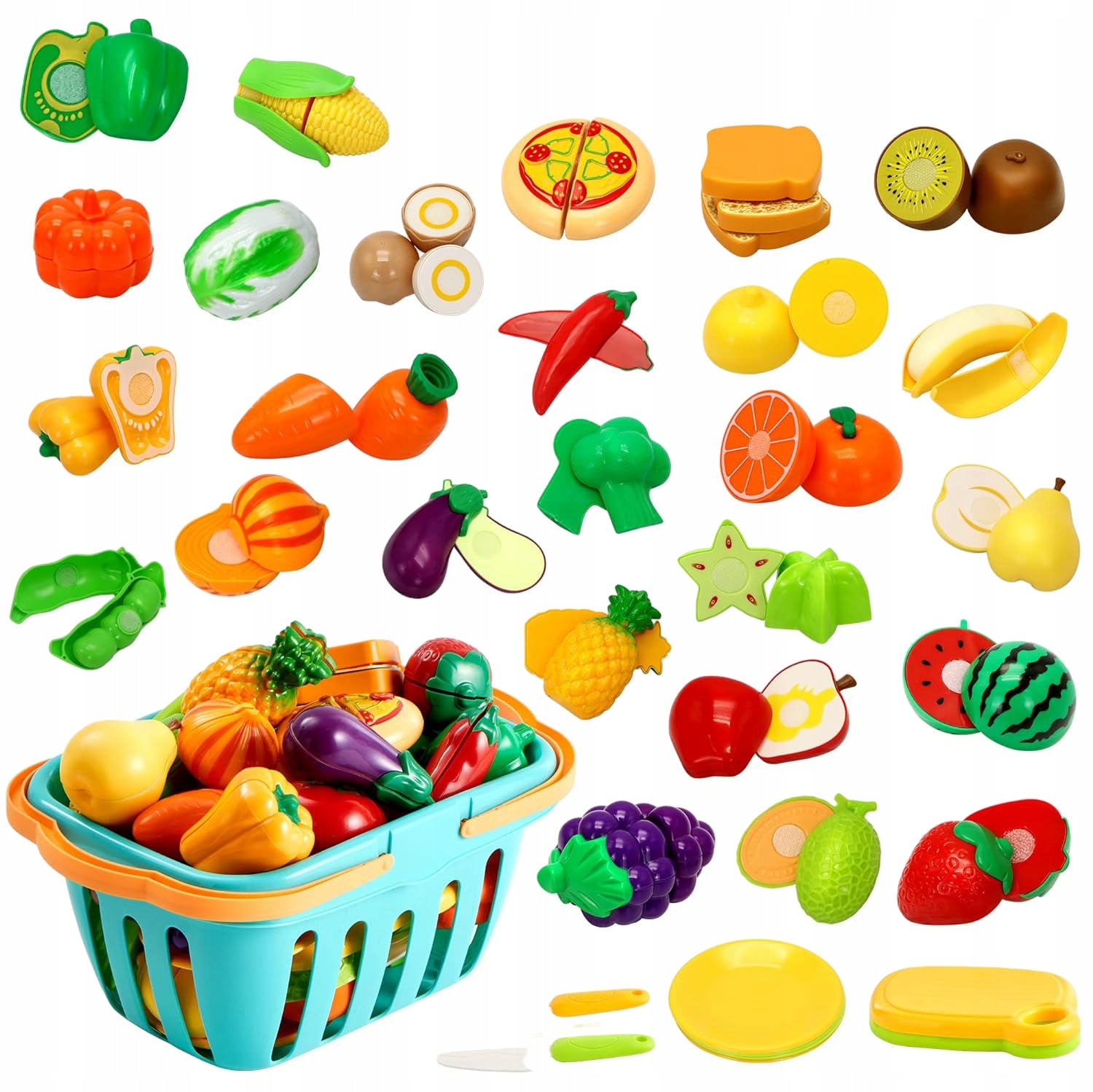 Plastic Vegetables Fruit for Slicing with Velcro Set Board for Dz cai