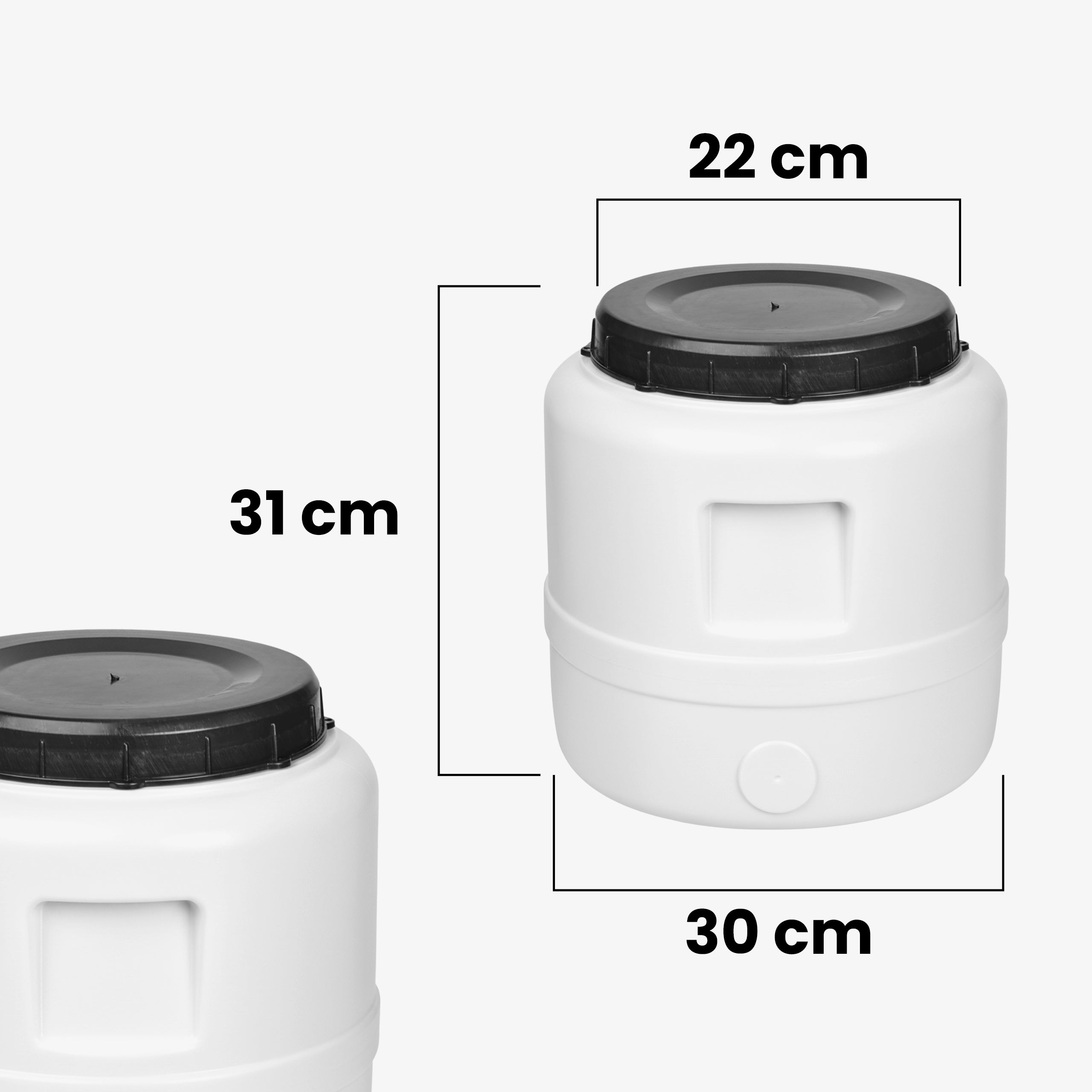 Plastic barrel 15L for food for pickling screw HDPE Garronda white Brand Garronda