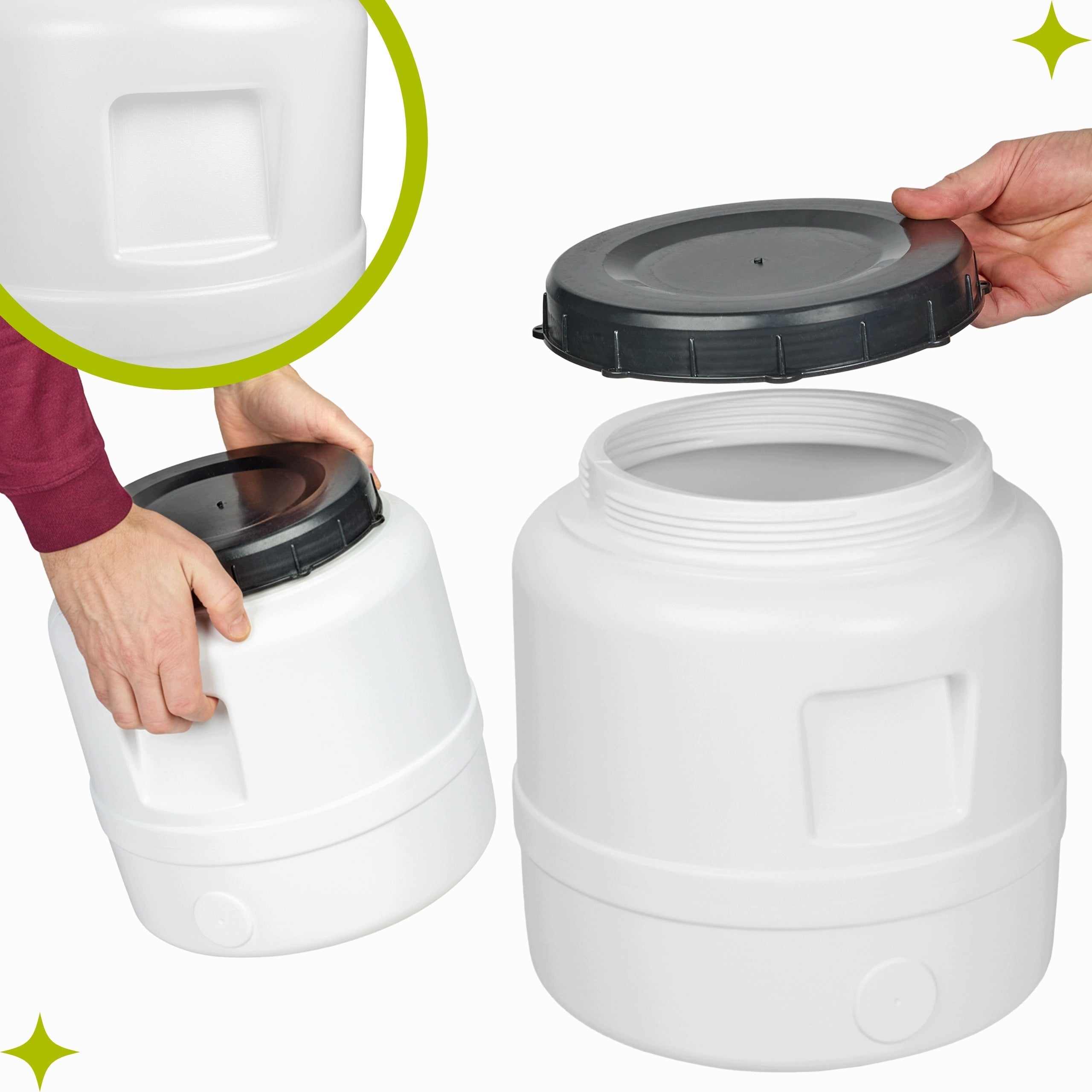 Plastic barrel 15L for food for pickling screw HDPE Garronda white Capacity 15 l