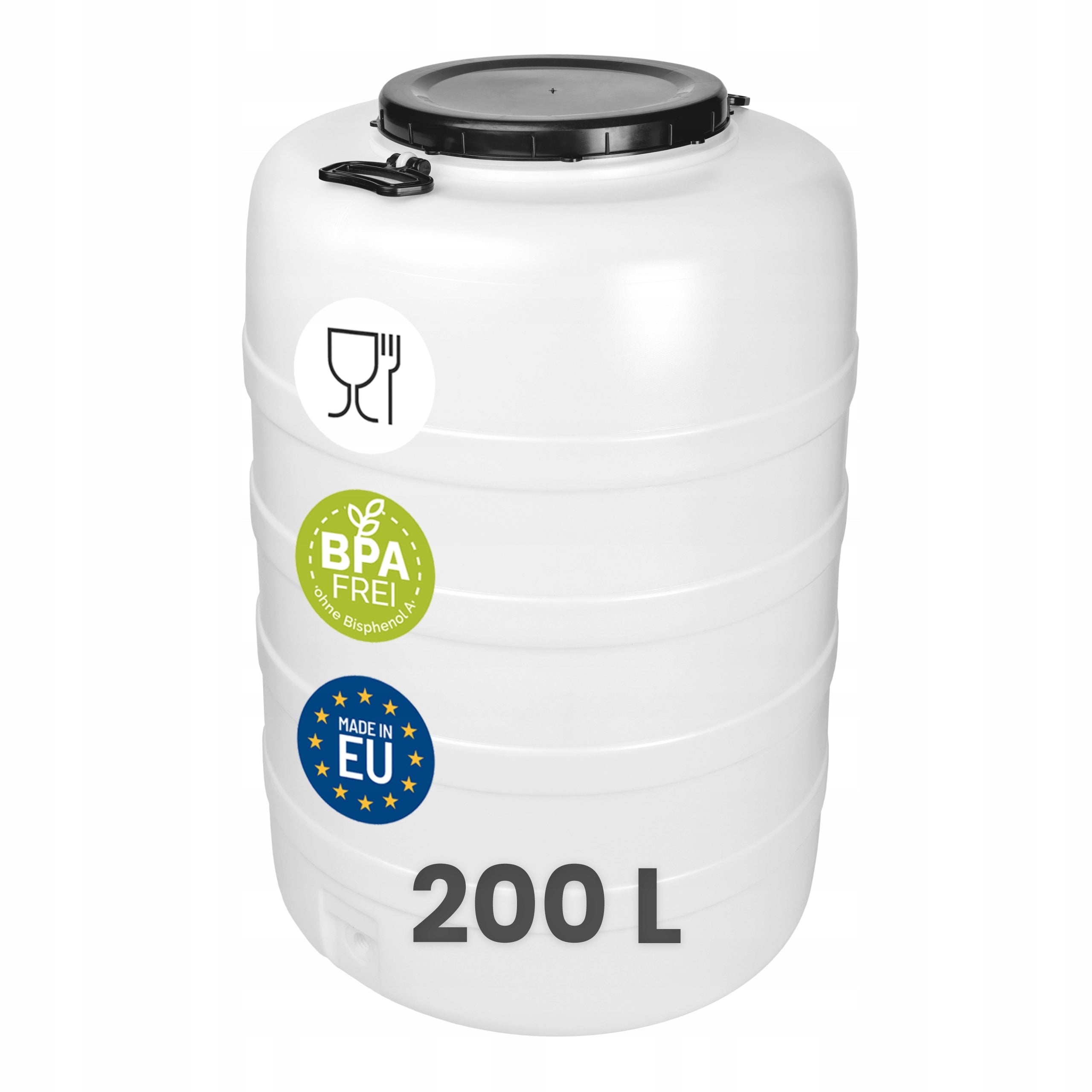 Plastic barrel 200L for food pickling screw-on handles Garronda