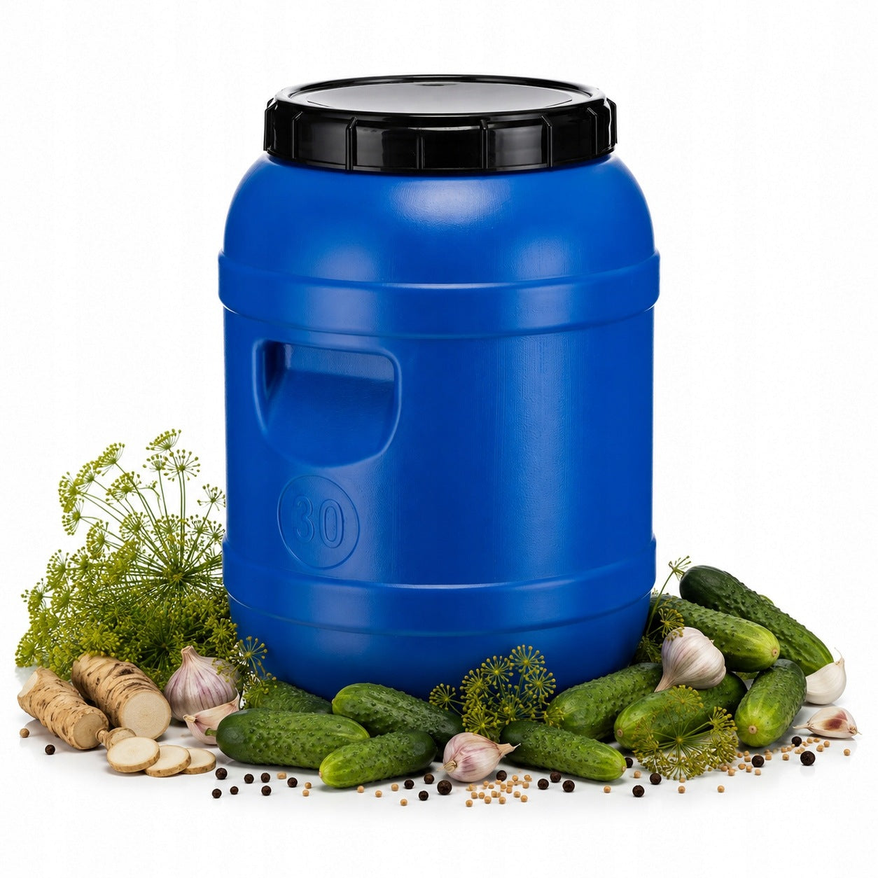 Plastic barrel 30L STRONG for pickling cabbage cucumbers certificate cap