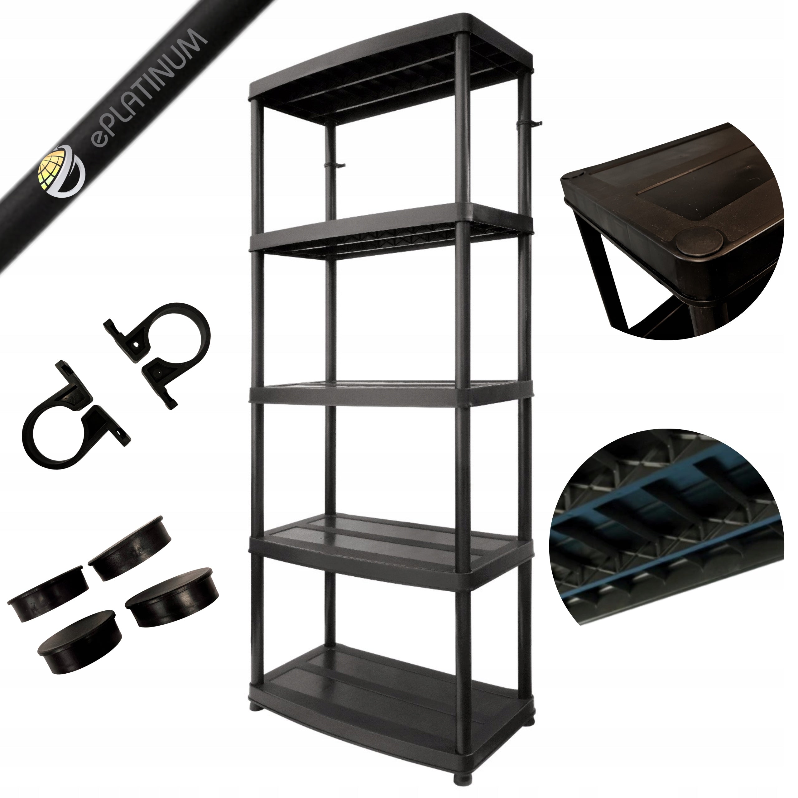 Plastic rack reinforced 250kg 180x74x40 5P END CAPS SHELVES AND HANDLES !