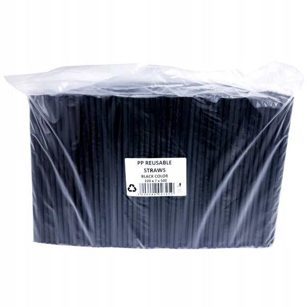 Plastic straws SHAKE 7mm x 24cm REUSE 500 pcs. black EAN (GTIN) 5206492023250